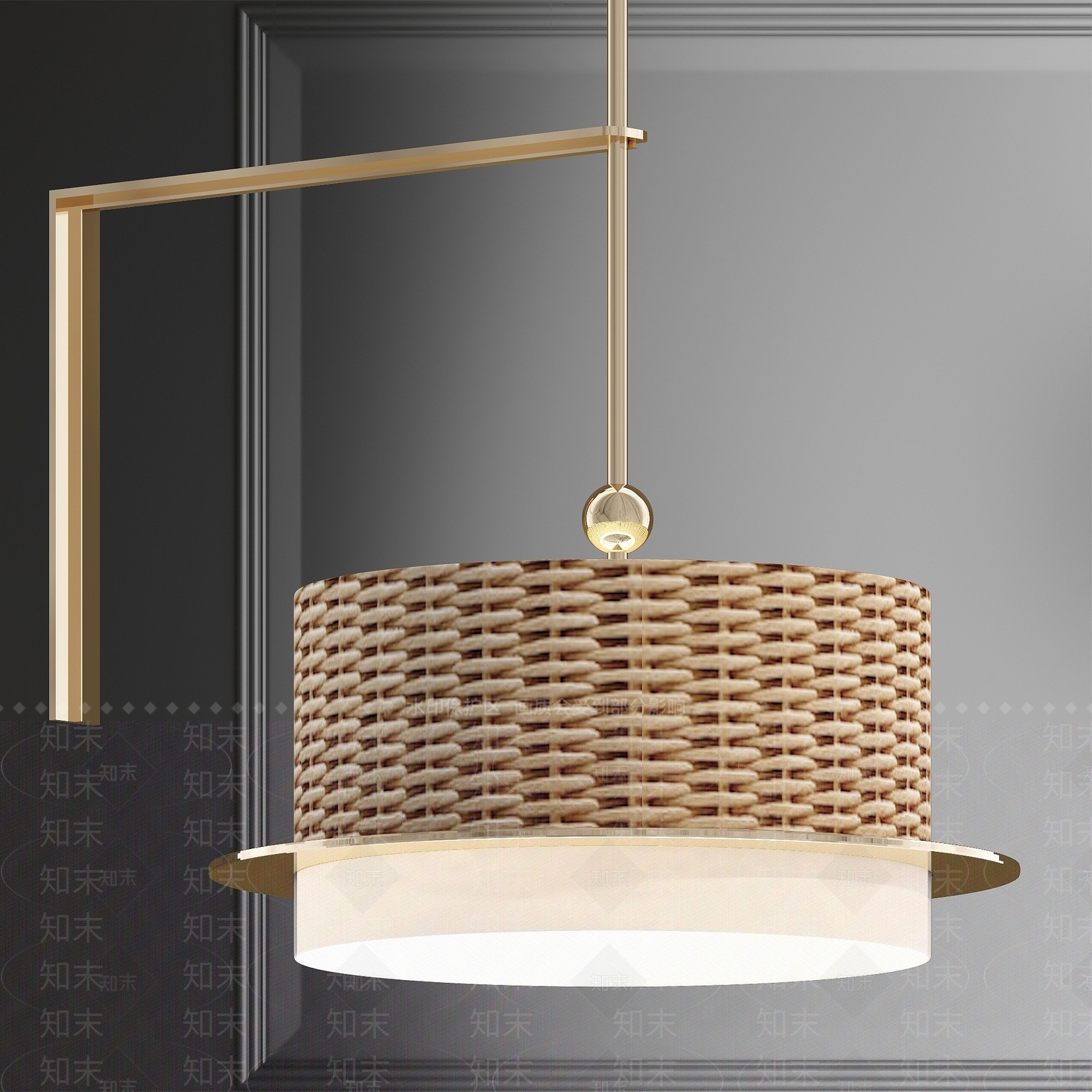 现代藤编吊灯3D模型下载【ID:1193421750】