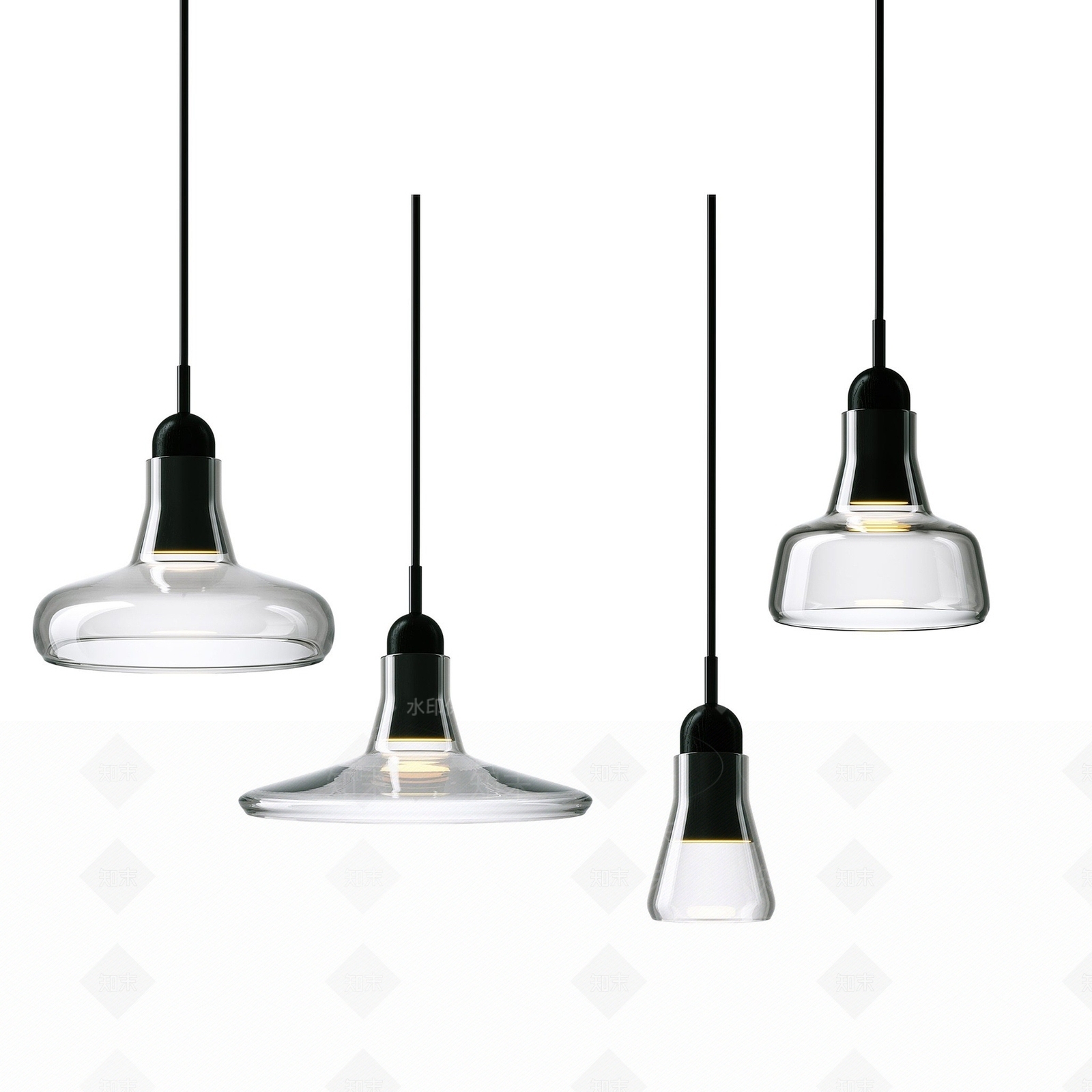 现代玻璃灯罩吊灯3D模型下载【ID:1193422925】