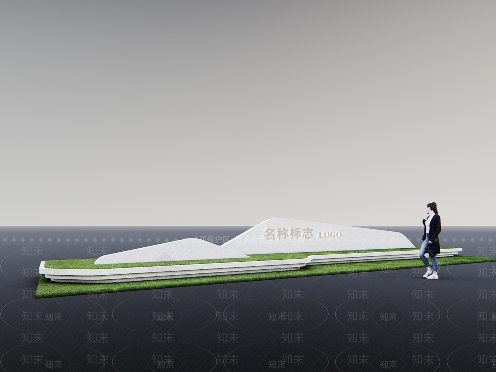 现代景墙SU模型下载【ID:1193423801】