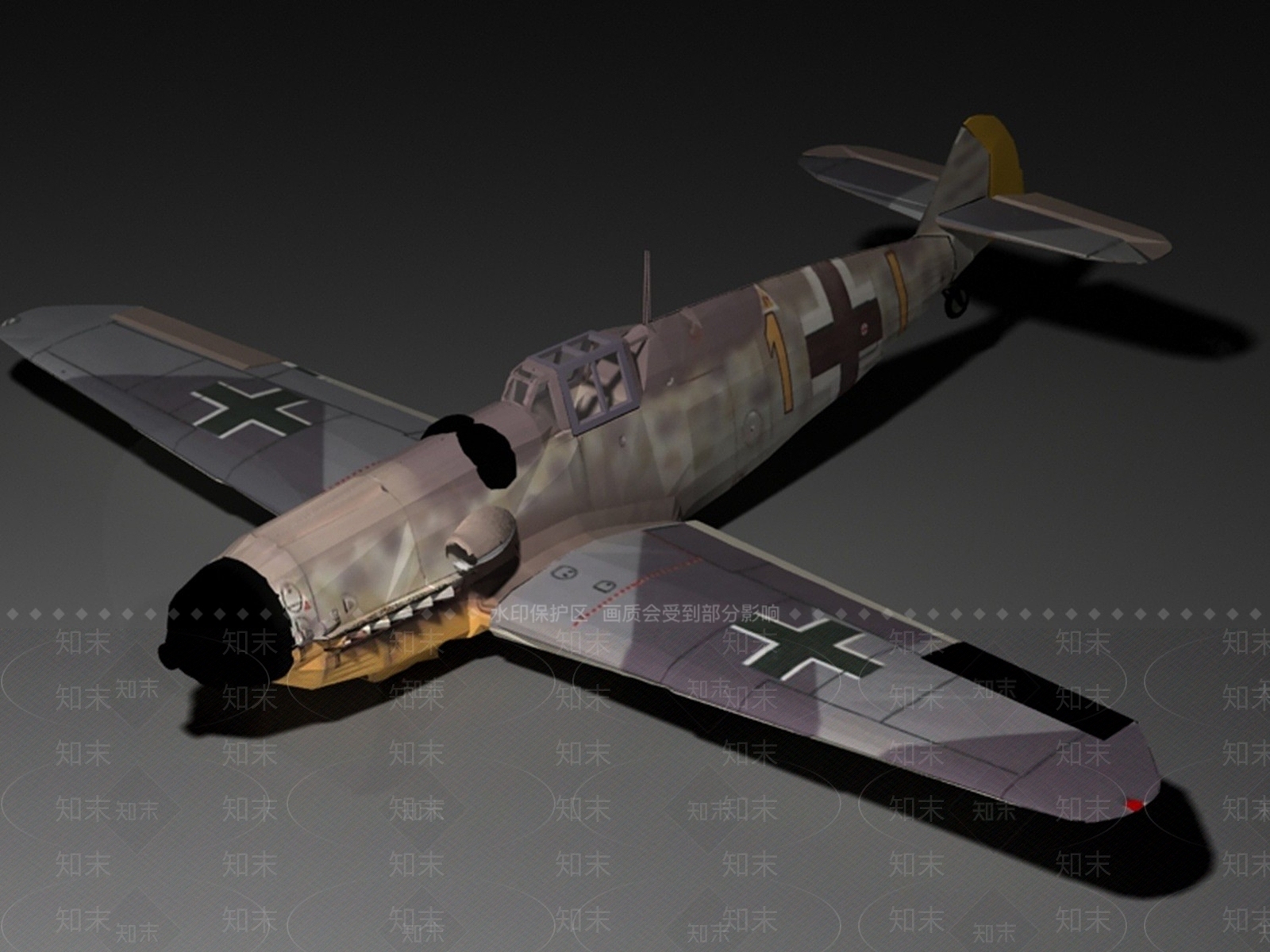 现代Bf109G6鲨鱼战斗机3D模型下载【ID:1193424319】