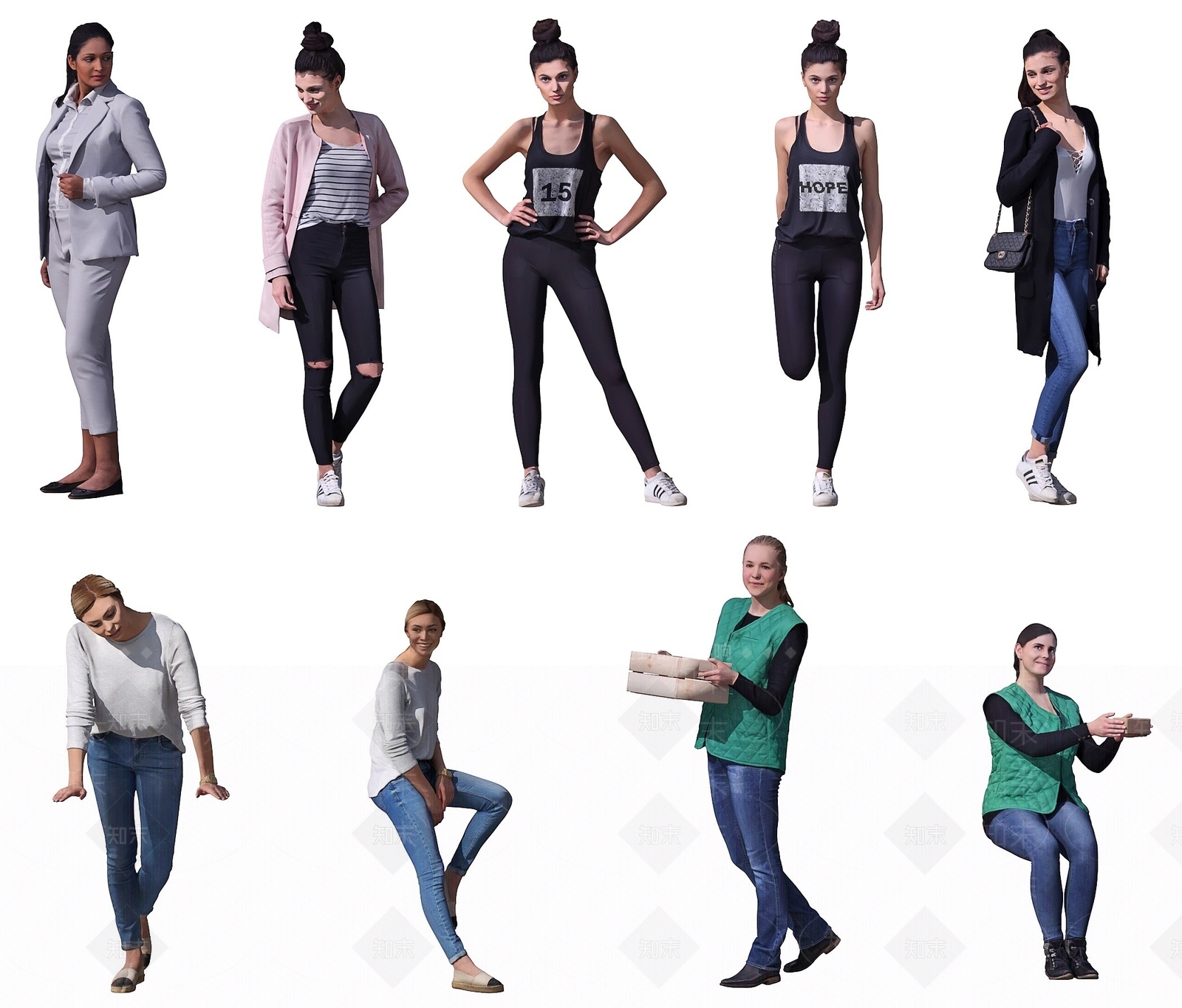 现代女人女孩美女人物合集3D模型下载【ID:1193426178】