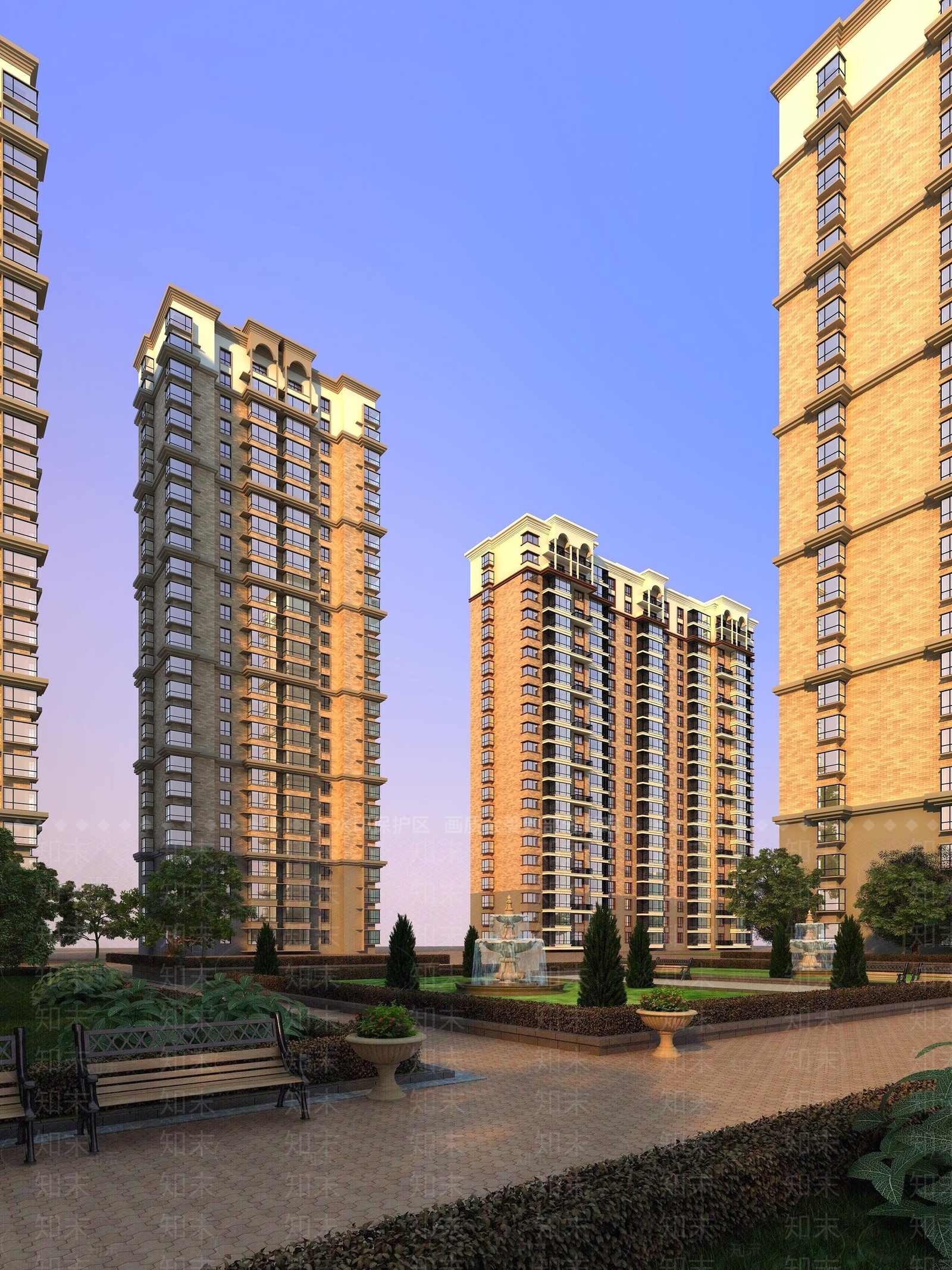 现代住宅楼3D模型下载【ID:1193427873】