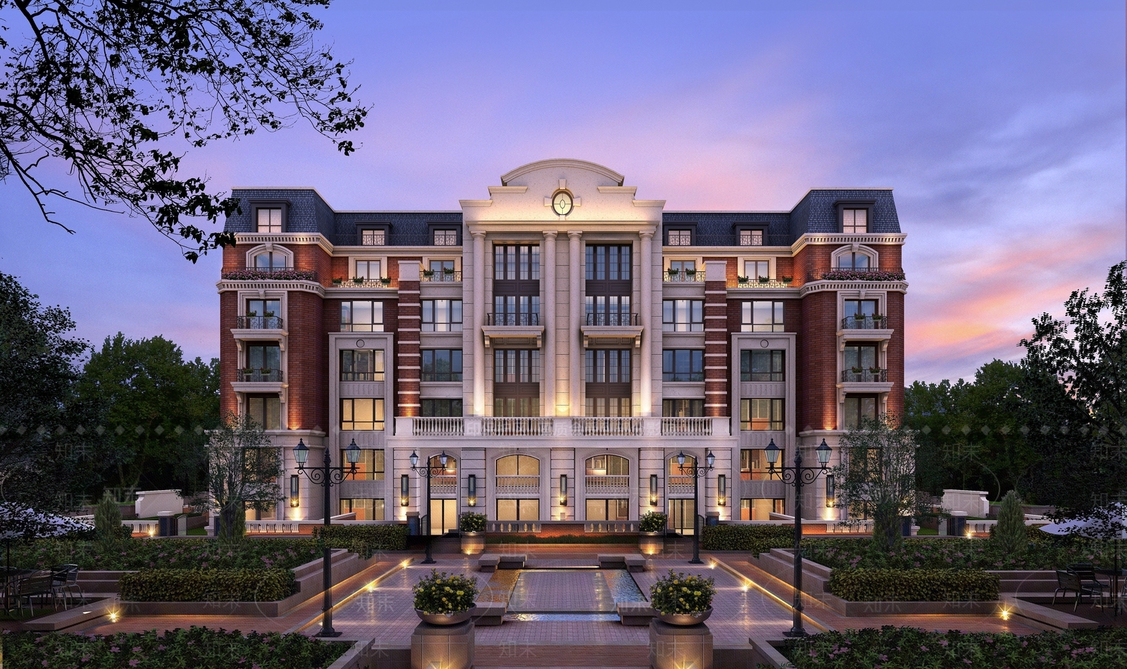 欧式古典欧式住宅楼夜景建筑3D模型下载【ID:1193428080】