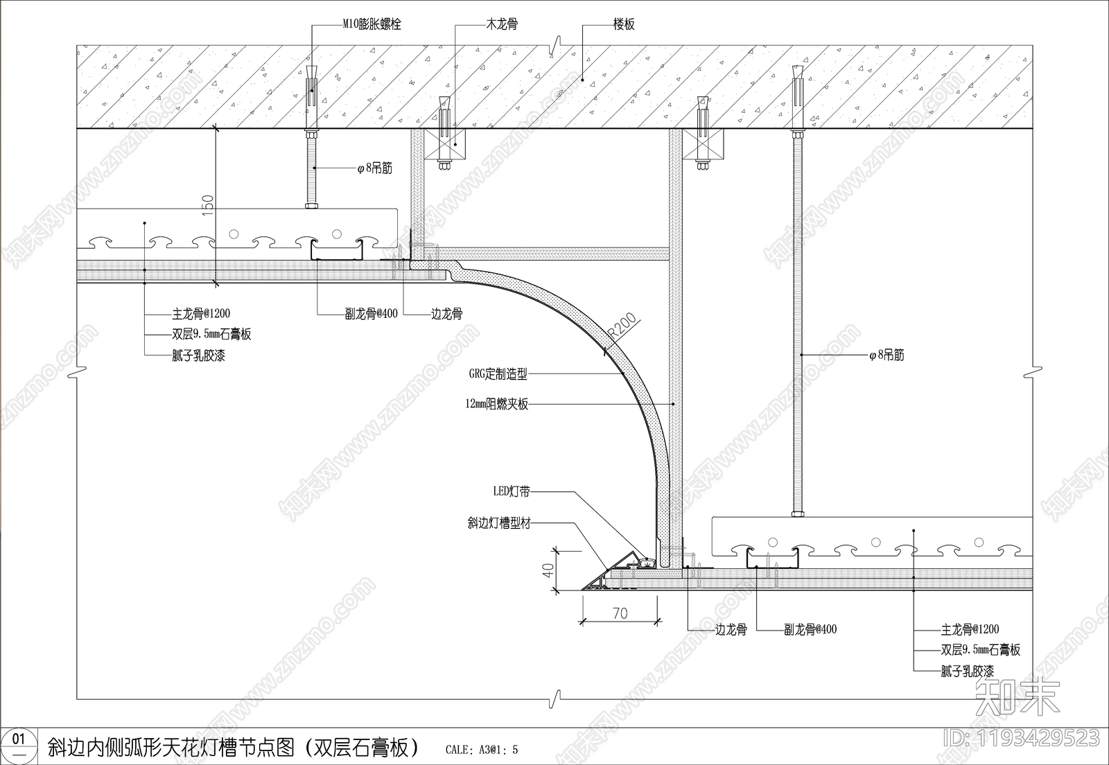 吊顶节点_GRG造型吊顶_弧形吊顶节点图_斜边灯槽节点图_户型灯槽节点图_轻钢龙骨吊顶节点_施工图施工图下载 ID:1193429523_【知末网】