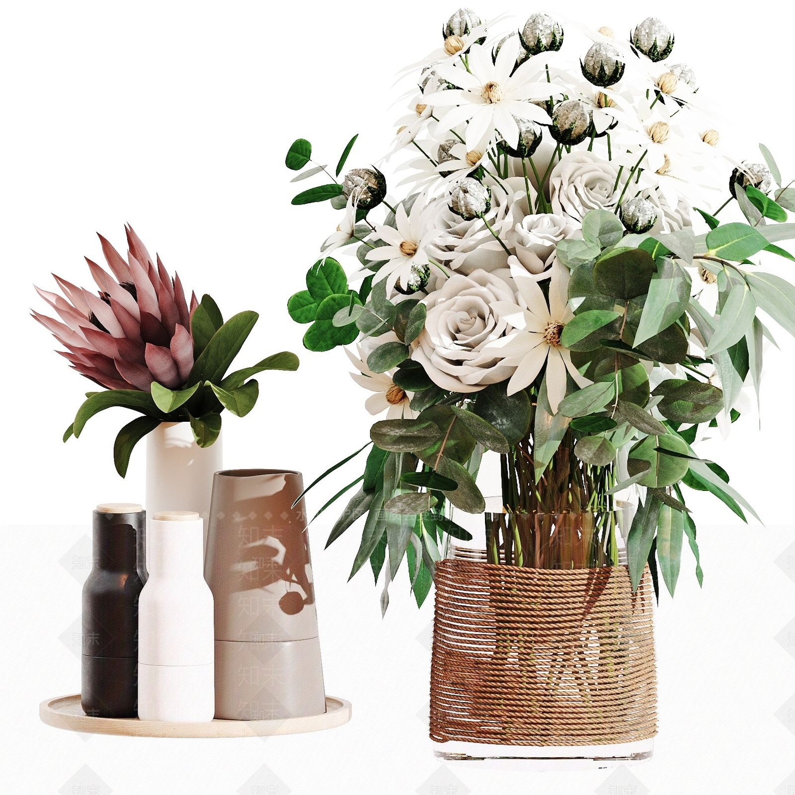 现代植物盆栽花卉3D模型下载【ID:1193430995】