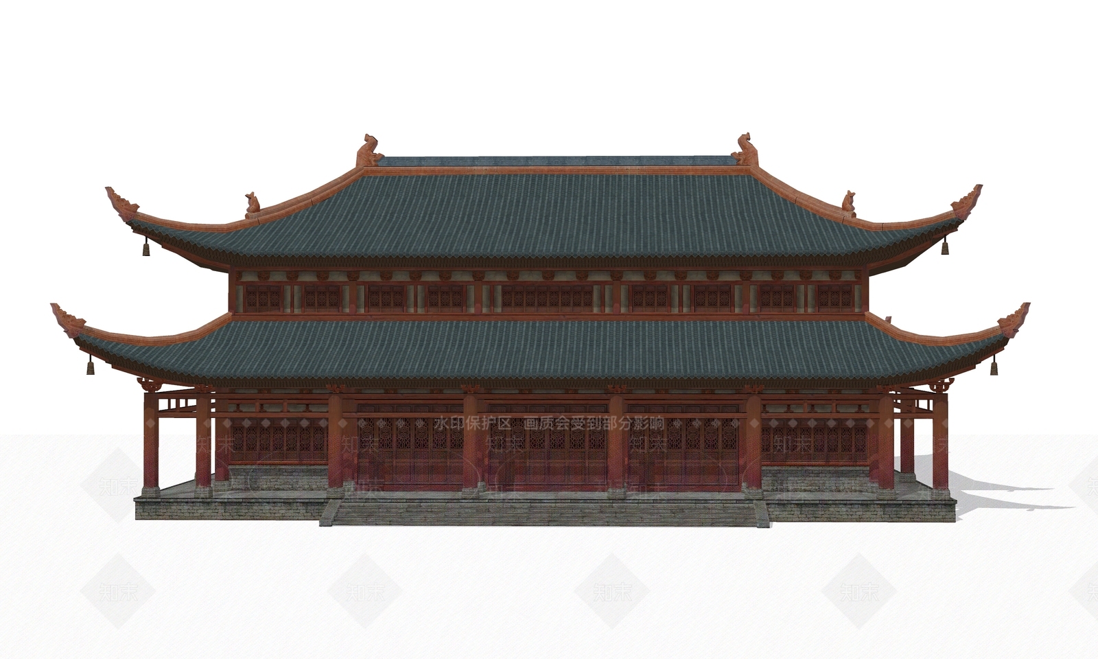 中式古建筑SU模型下载【ID:1193431841】
