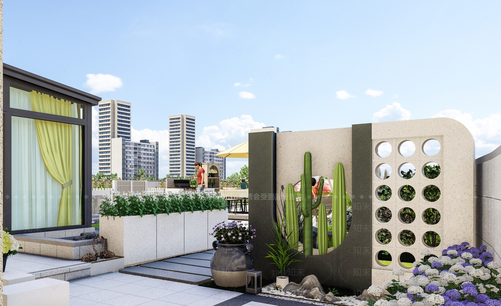 现代简约屋顶花园SU模型下载【ID:1193432954】
