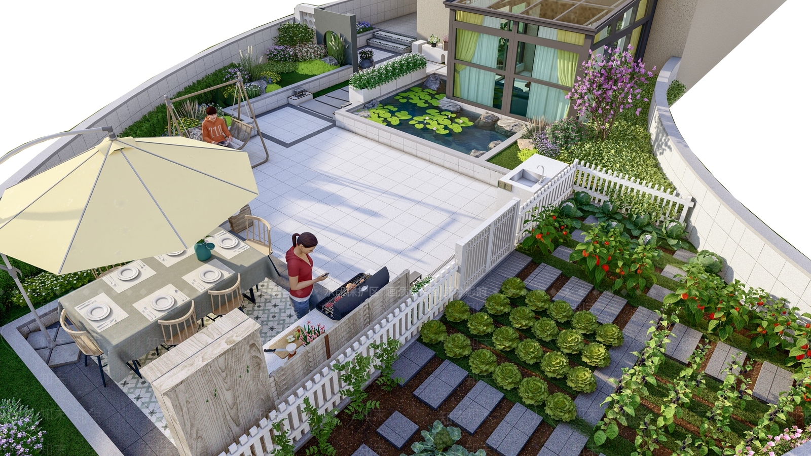 现代简约屋顶花园SU模型下载【ID:1193432954】