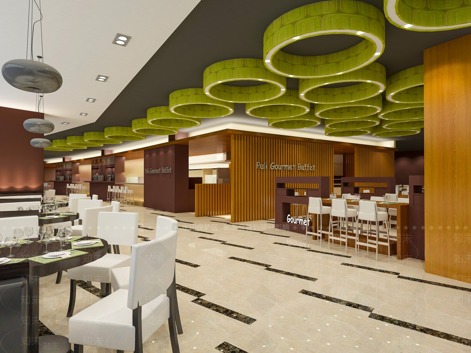 现代简约自助餐厅3D模型下载【ID:1193435769】