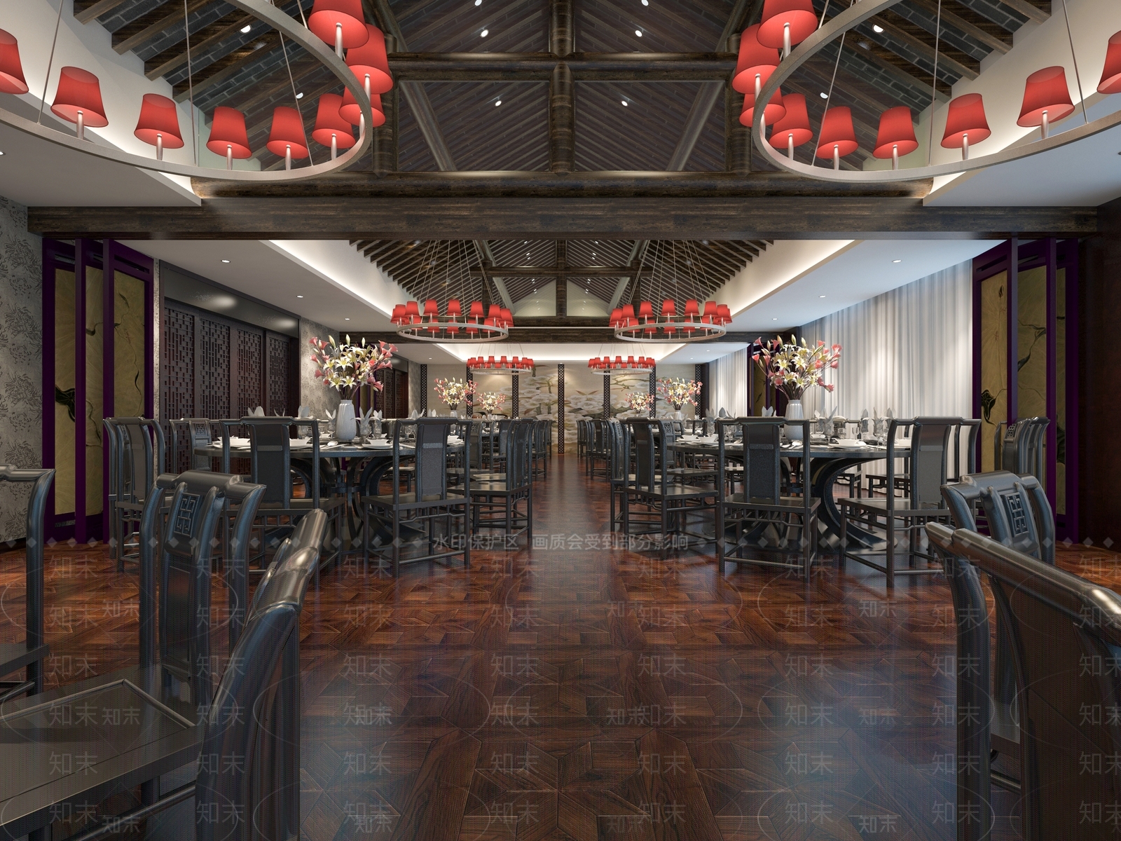新中式中式中餐厅3D模型下载【ID:1193436118】