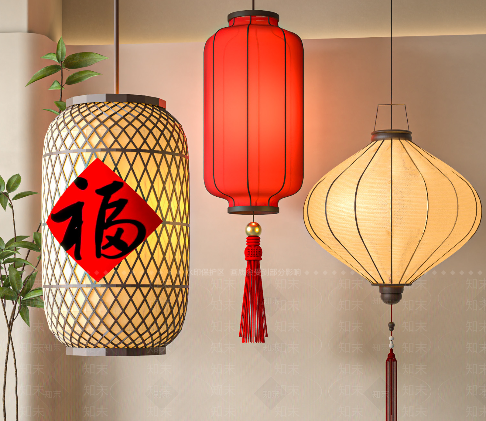 中式灯笼3D模型下载【ID:1193436658】