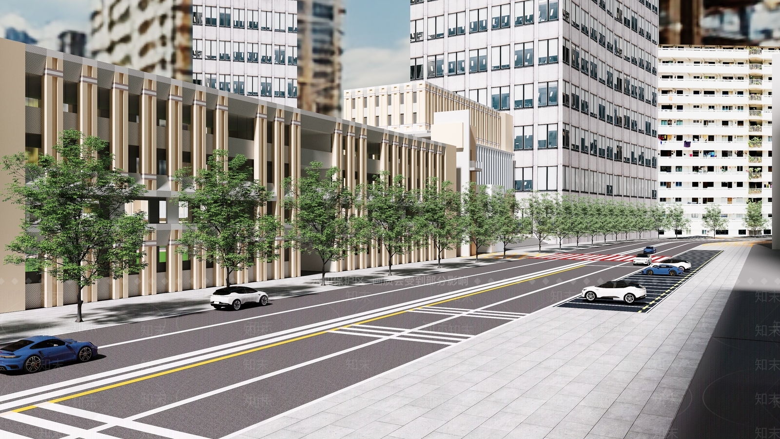 现代户外停车场3D模型下载【ID:1193437366】