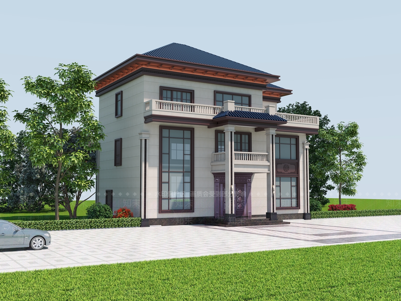 新中式中式艺术风格建筑3D模型下载【ID:1193436686】