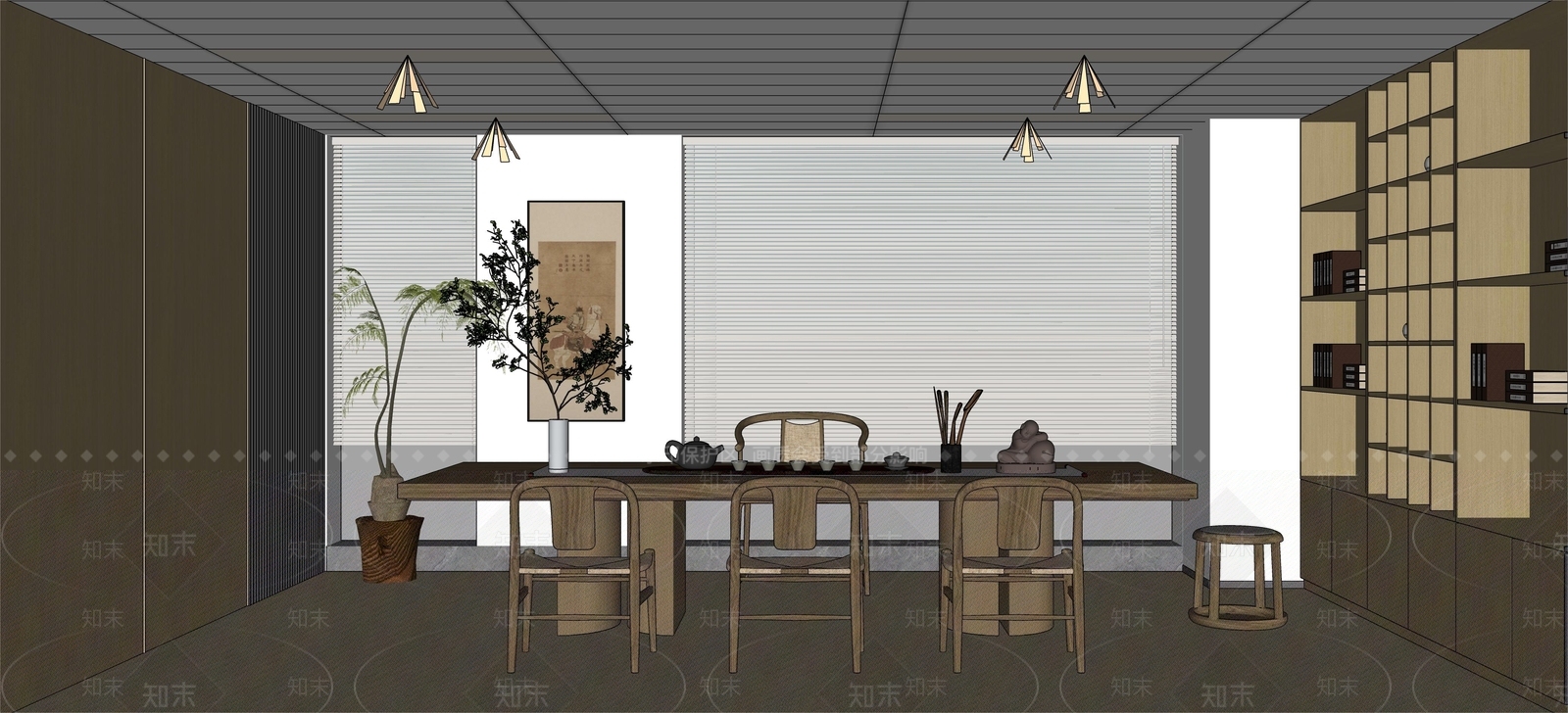 中式原木茶馆SU模型下载【ID:1193441918】