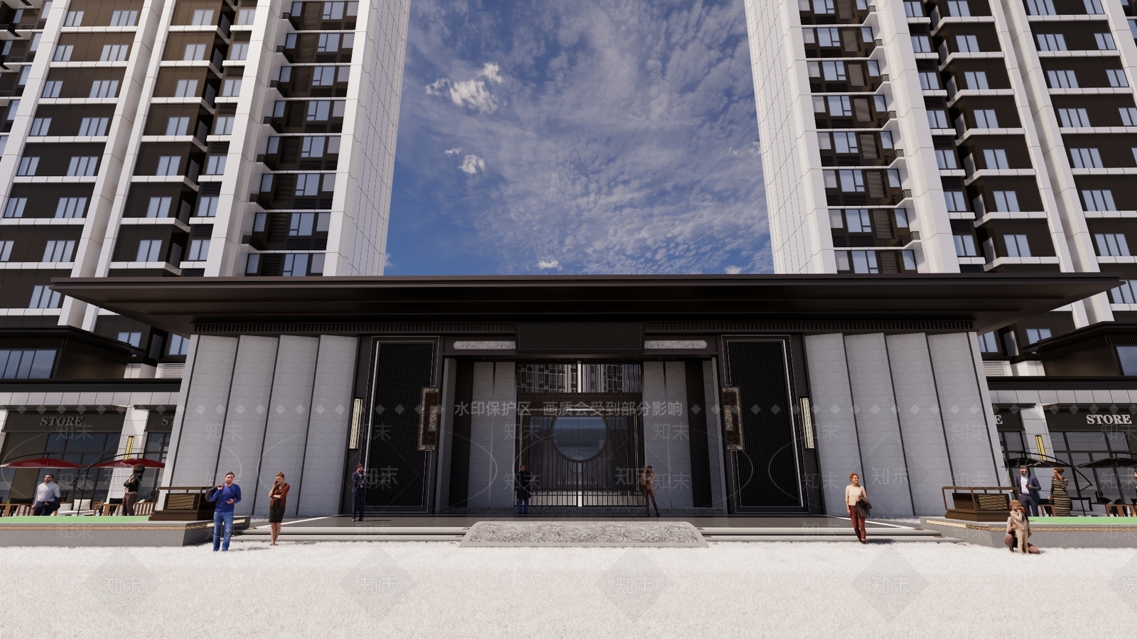 现代小区建筑SU模型下载【ID:1193444487】
