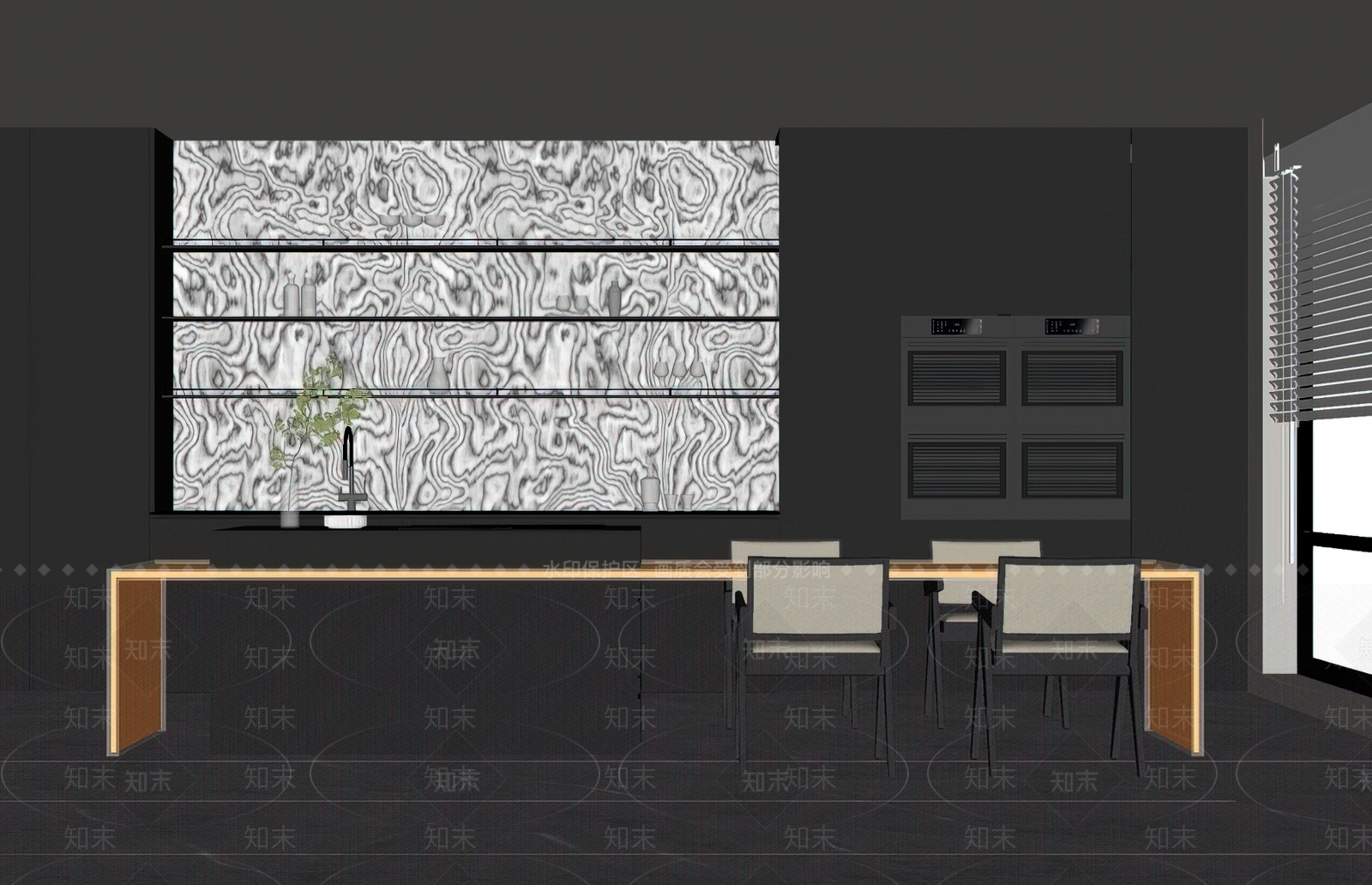 现代开放式厨房SU模型下载【ID:1193451651】