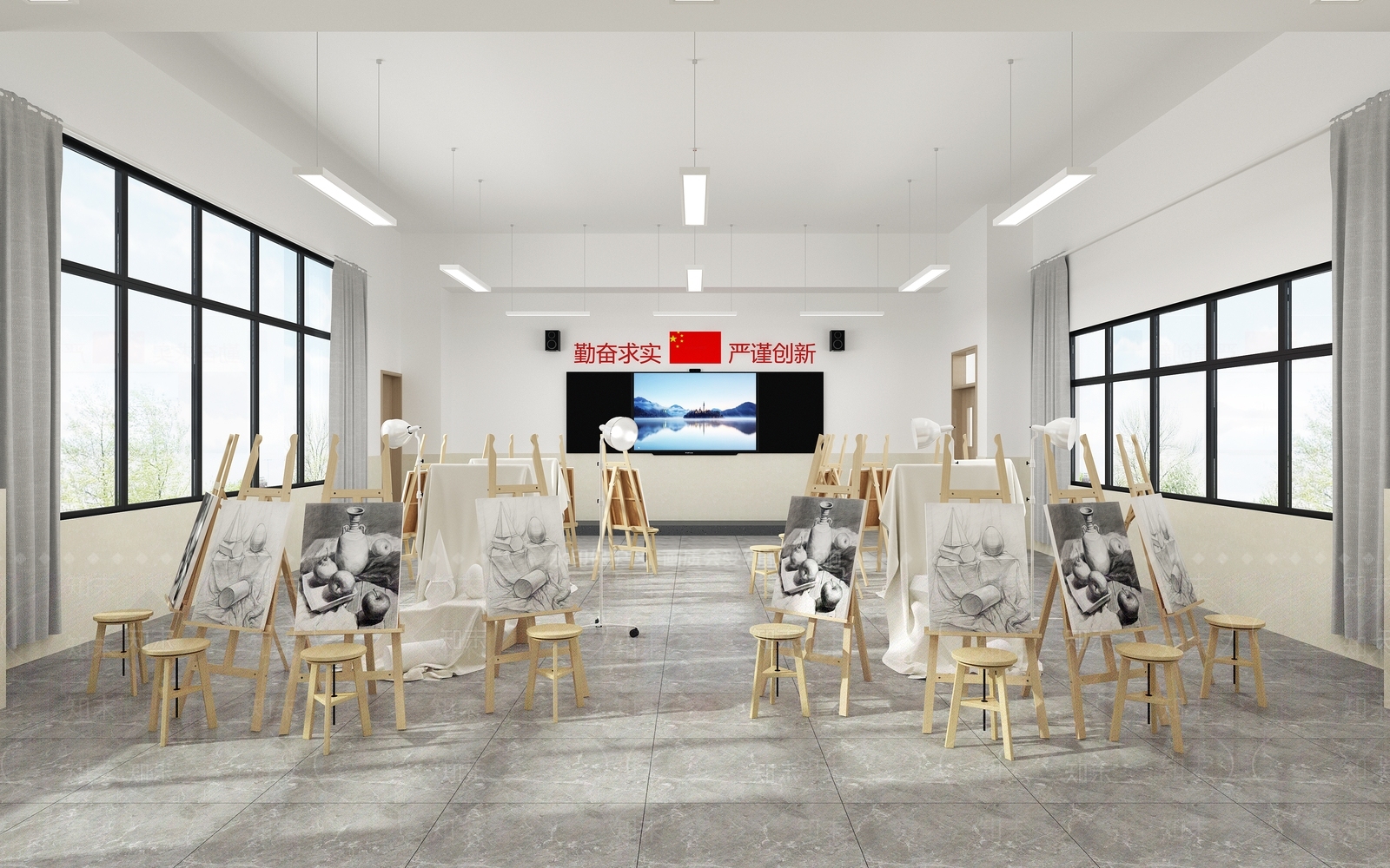 现代教室3D模型下载【ID:1193453116】