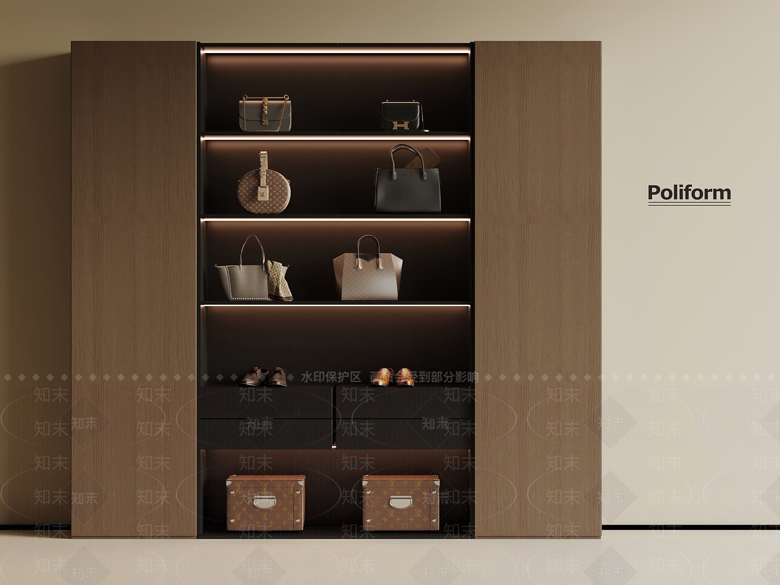 现代意式衣柜3D模型下载【ID:1193453463】