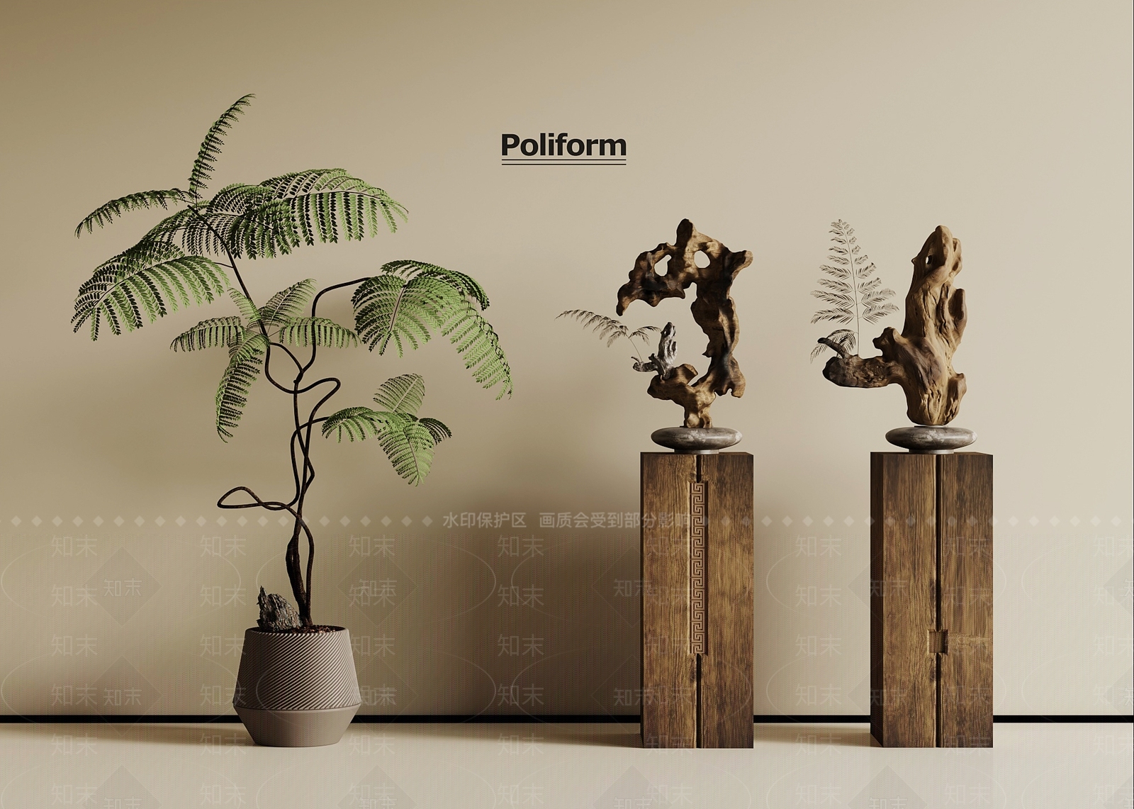 新中式雕塑摆件3D模型下载【ID:1193457765】