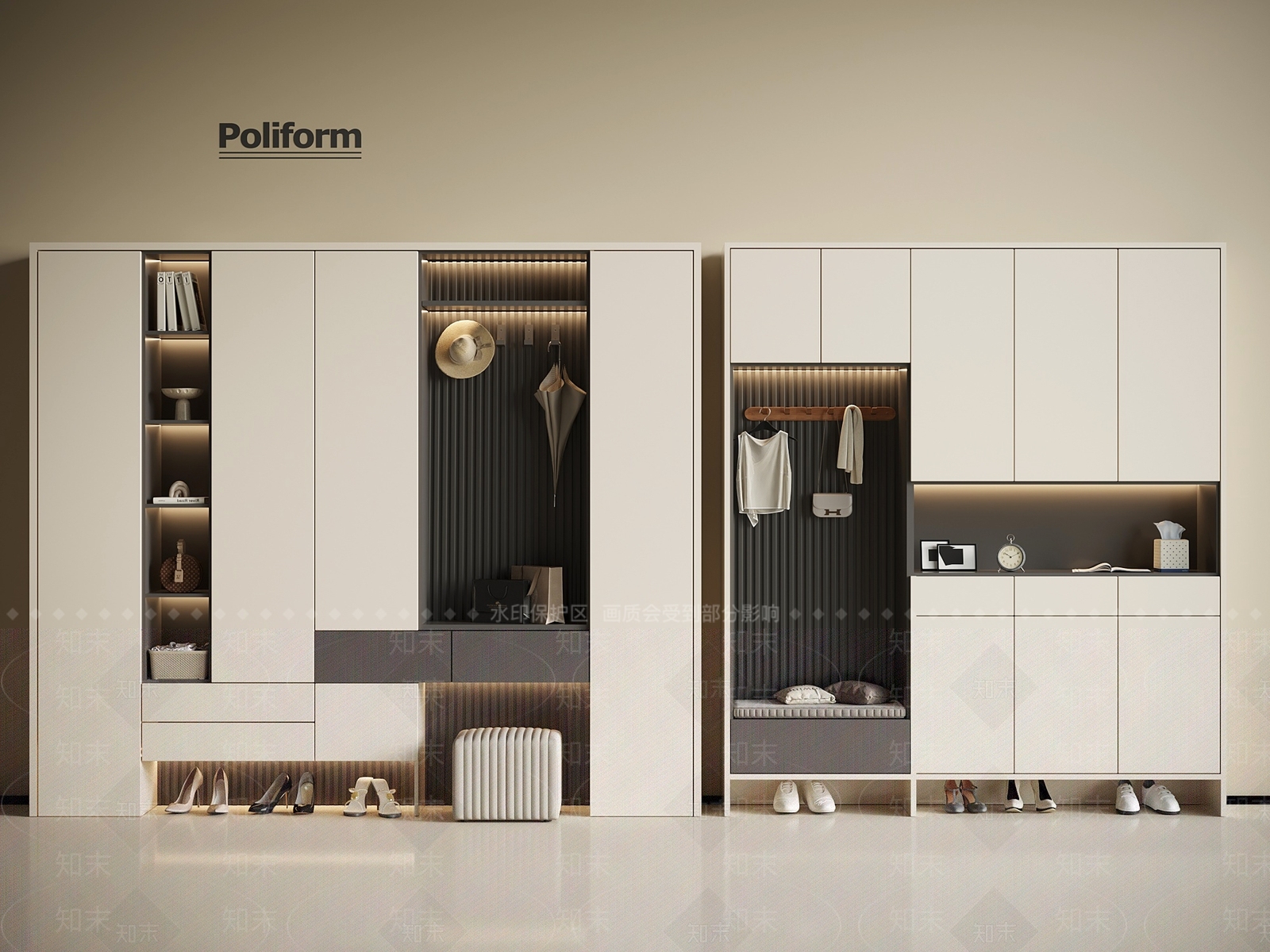 现代奶油衣柜3D模型下载【ID:1193461611】