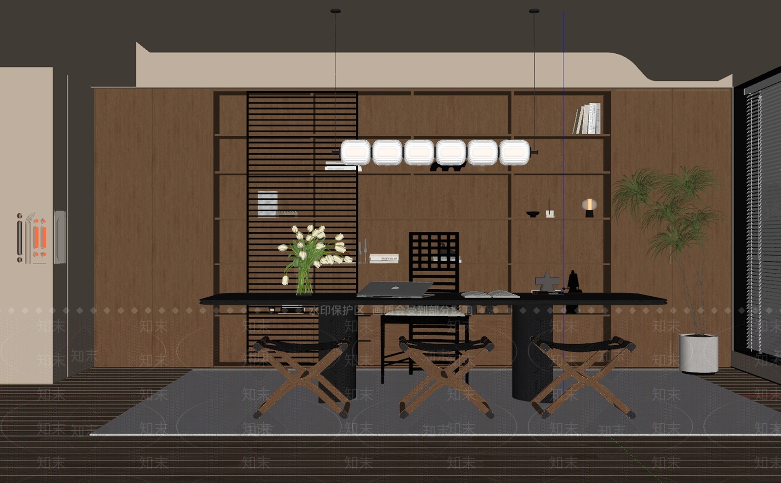 侘寂中古书房SU模型下载【ID:1193463521】