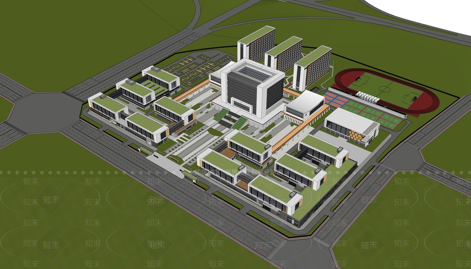 现代简约学校建筑SU模型下载【ID:1193467307】