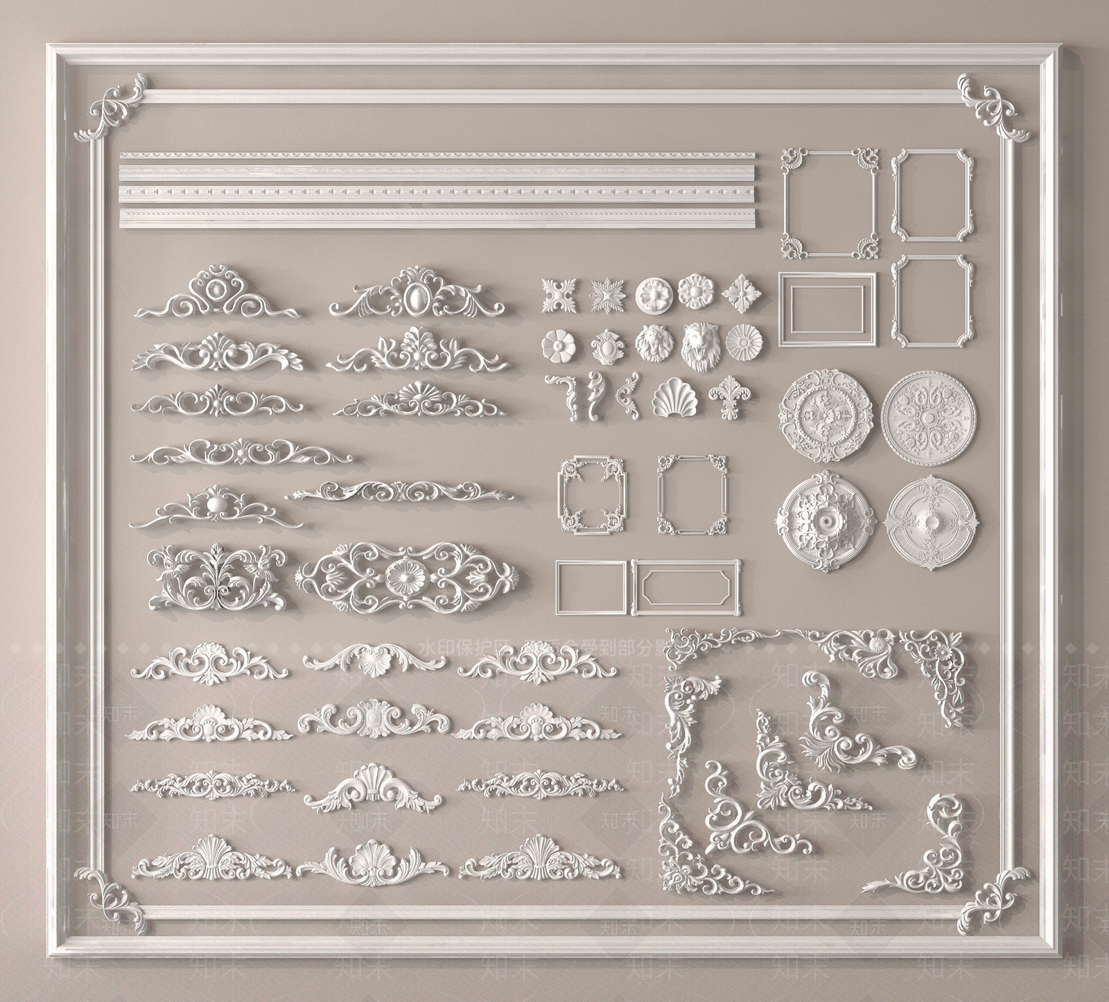 法式雕花3D模型下载【ID:1193468375】