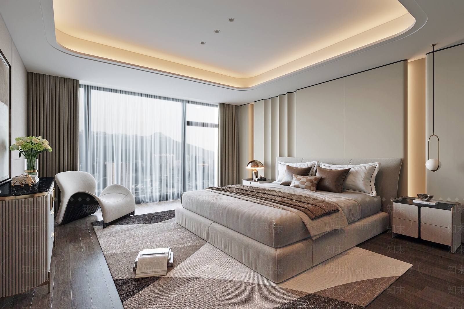 现代法式家居卧室3D模型下载【ID:1193469164】