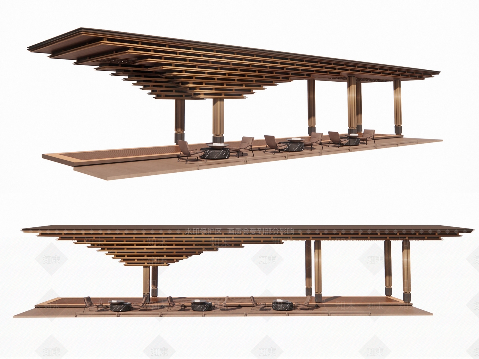 新中式中式廊架SU模型下载【ID:1193470309】