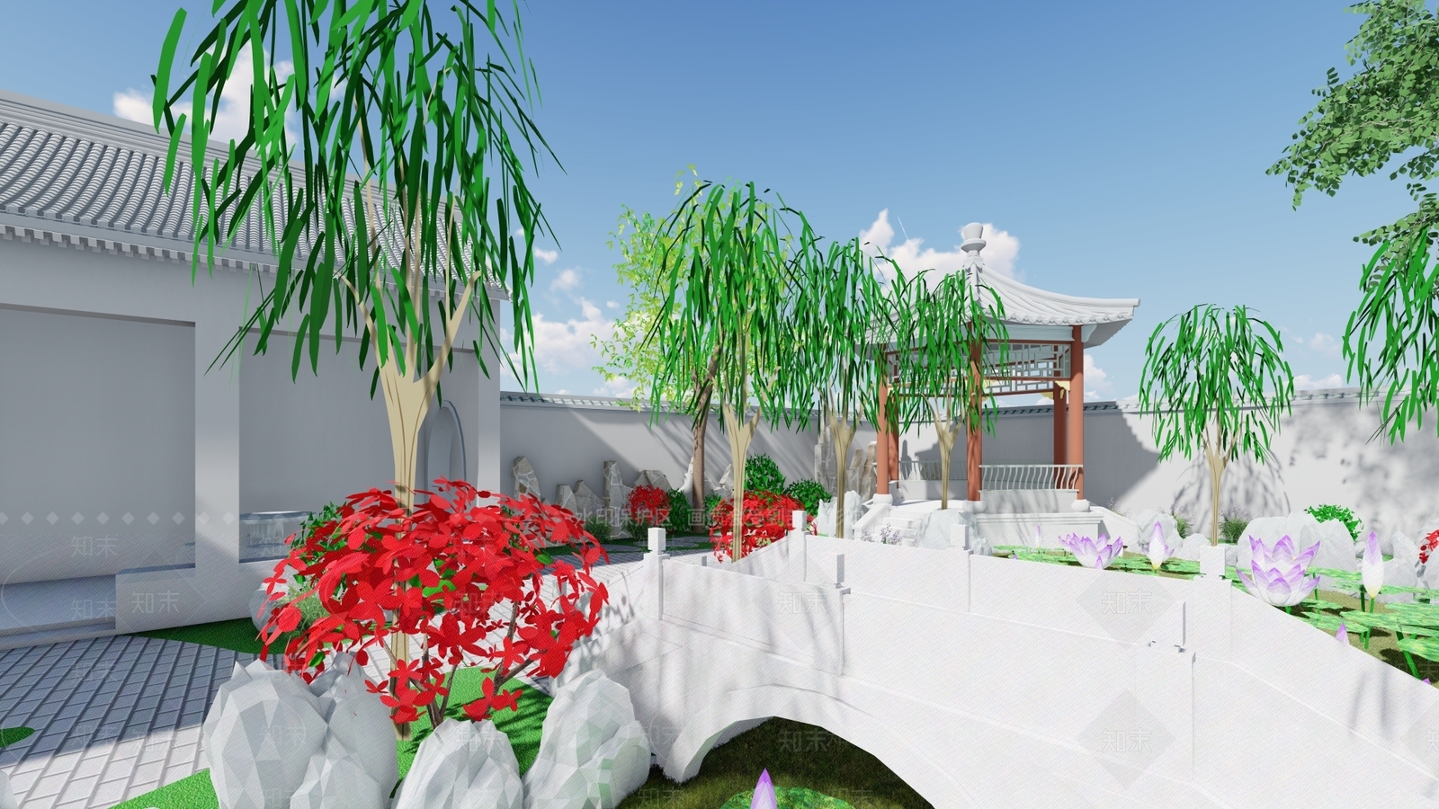 现代古建筑SU模型下载【ID:1193621190】