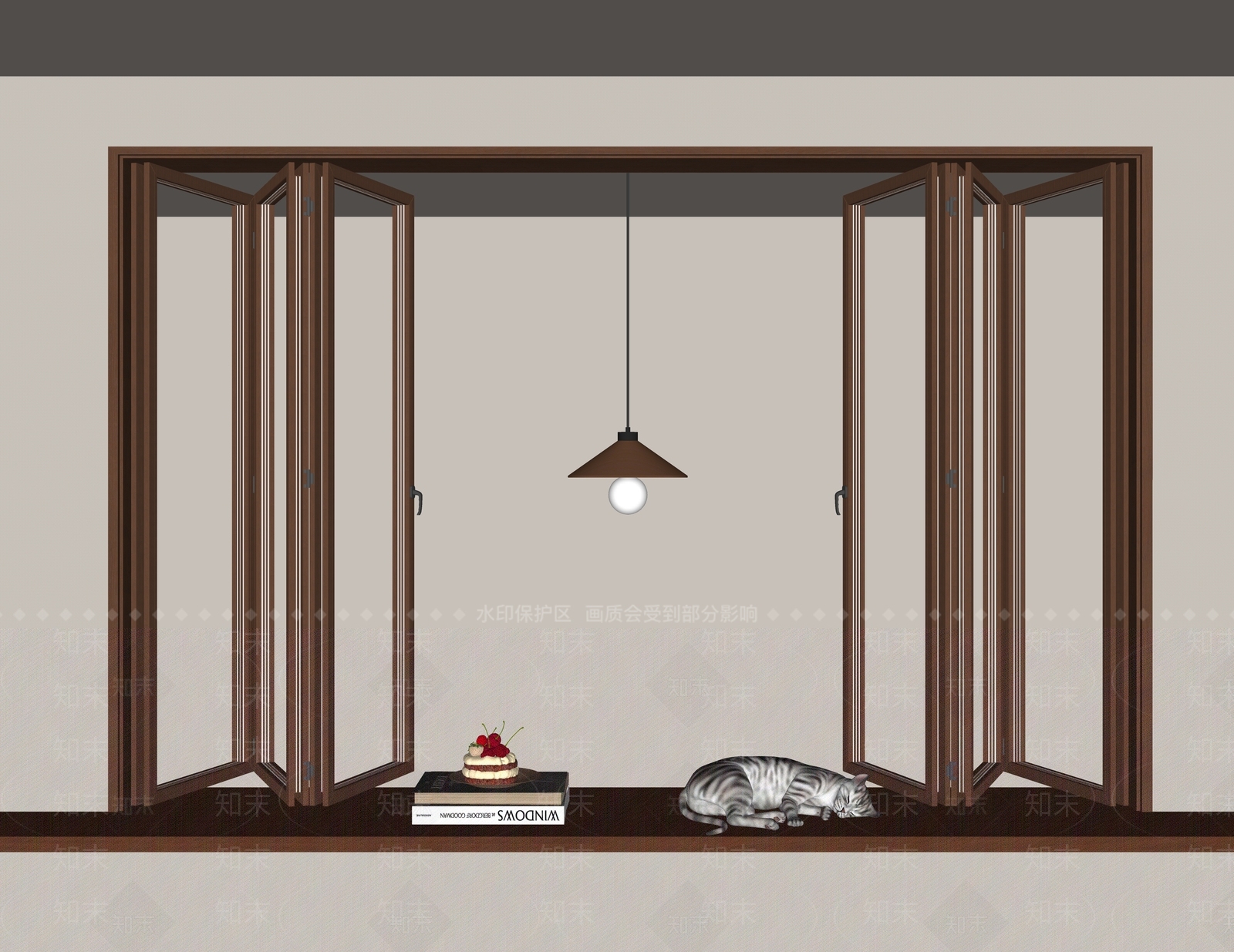现代中古折叠窗SU模型下载【ID:1193471156】