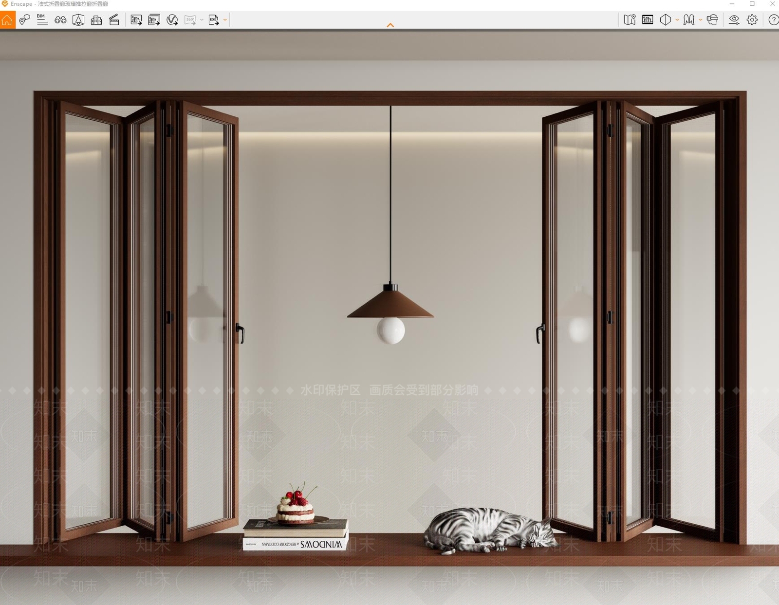 现代中古折叠窗SU模型下载【ID:1193471156】