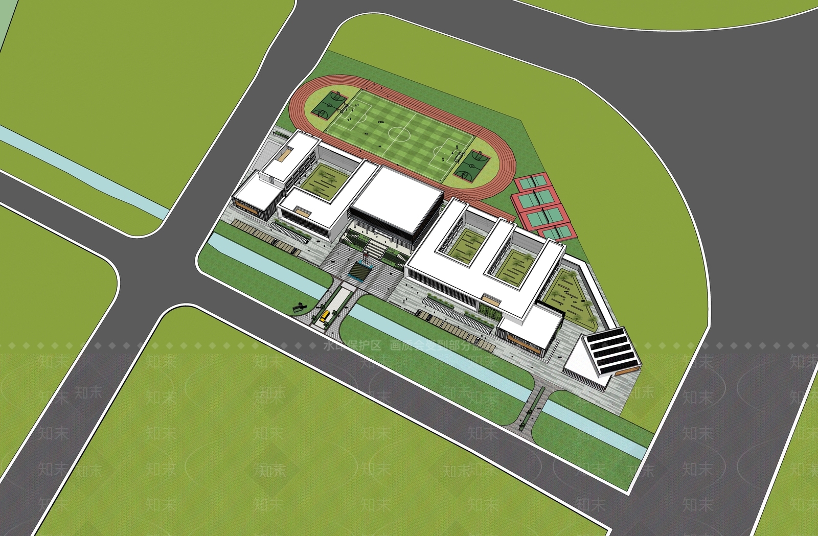 现代学校建筑SU模型下载【ID:1193473873】