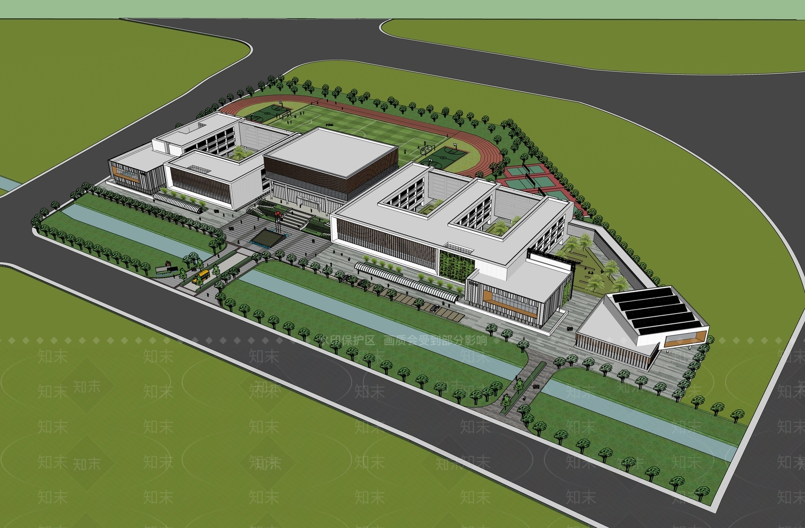 现代学校建筑SU模型下载【ID:1193473873】