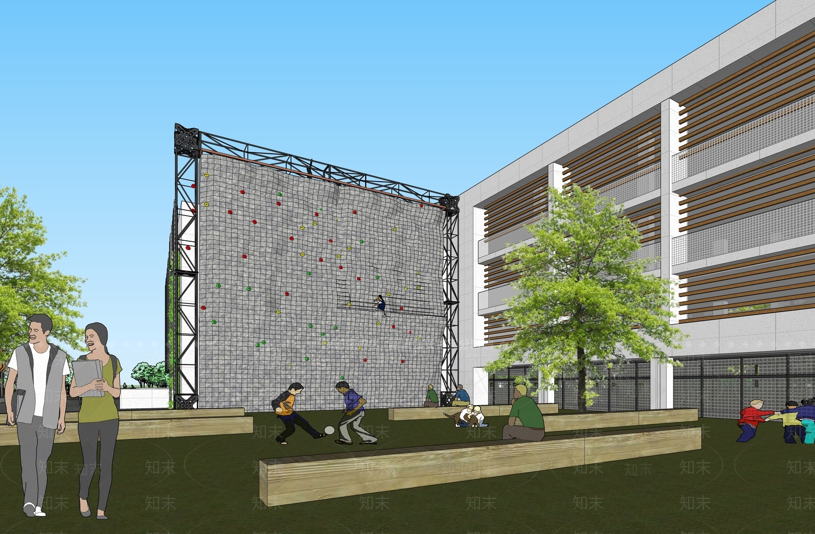 现代学校建筑SU模型下载【ID:1193473873】