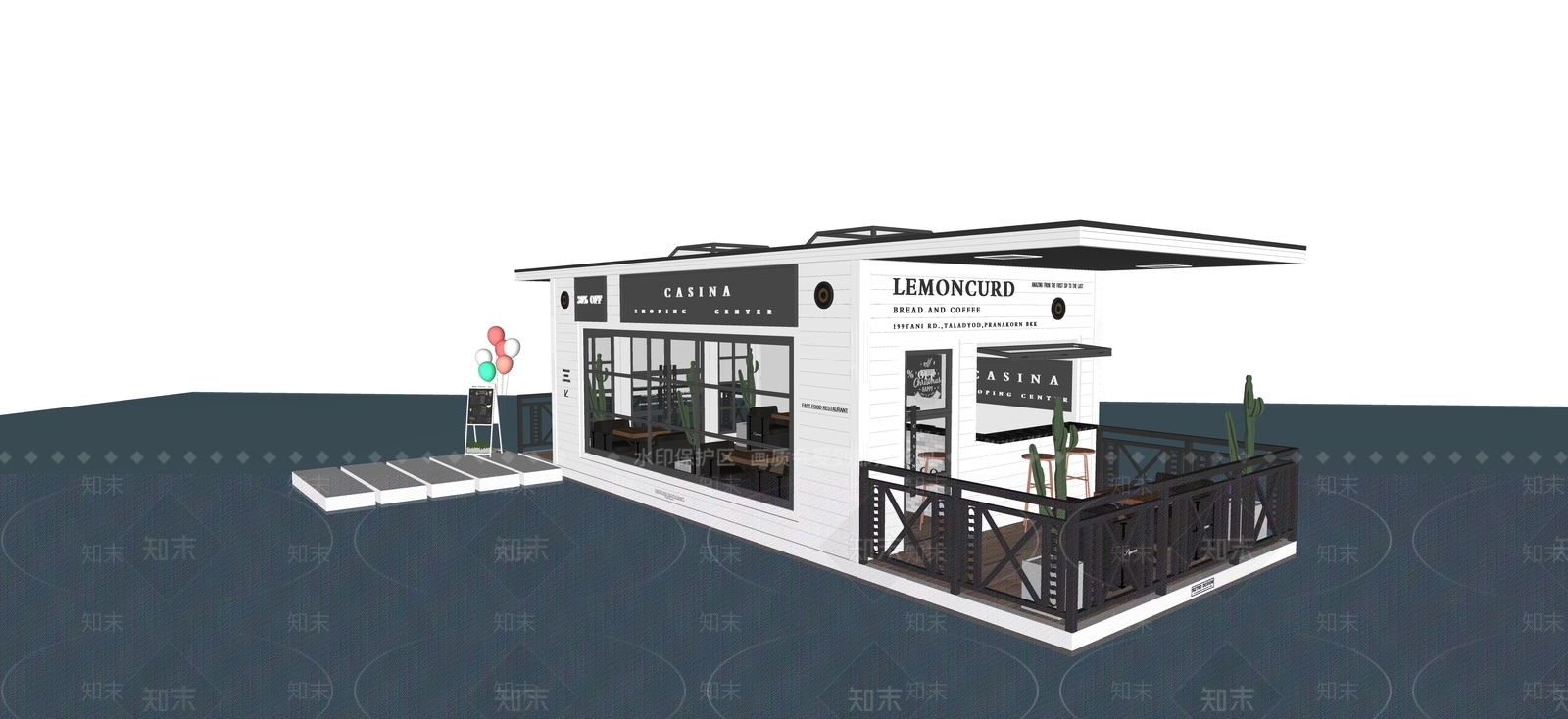 现代咖啡厅SU模型下载【ID:1193475006】