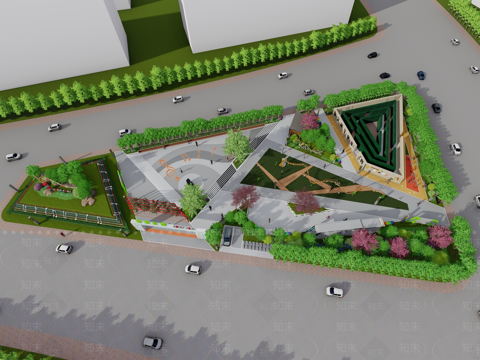 现代景观公园SU模型下载【ID:1193475837】