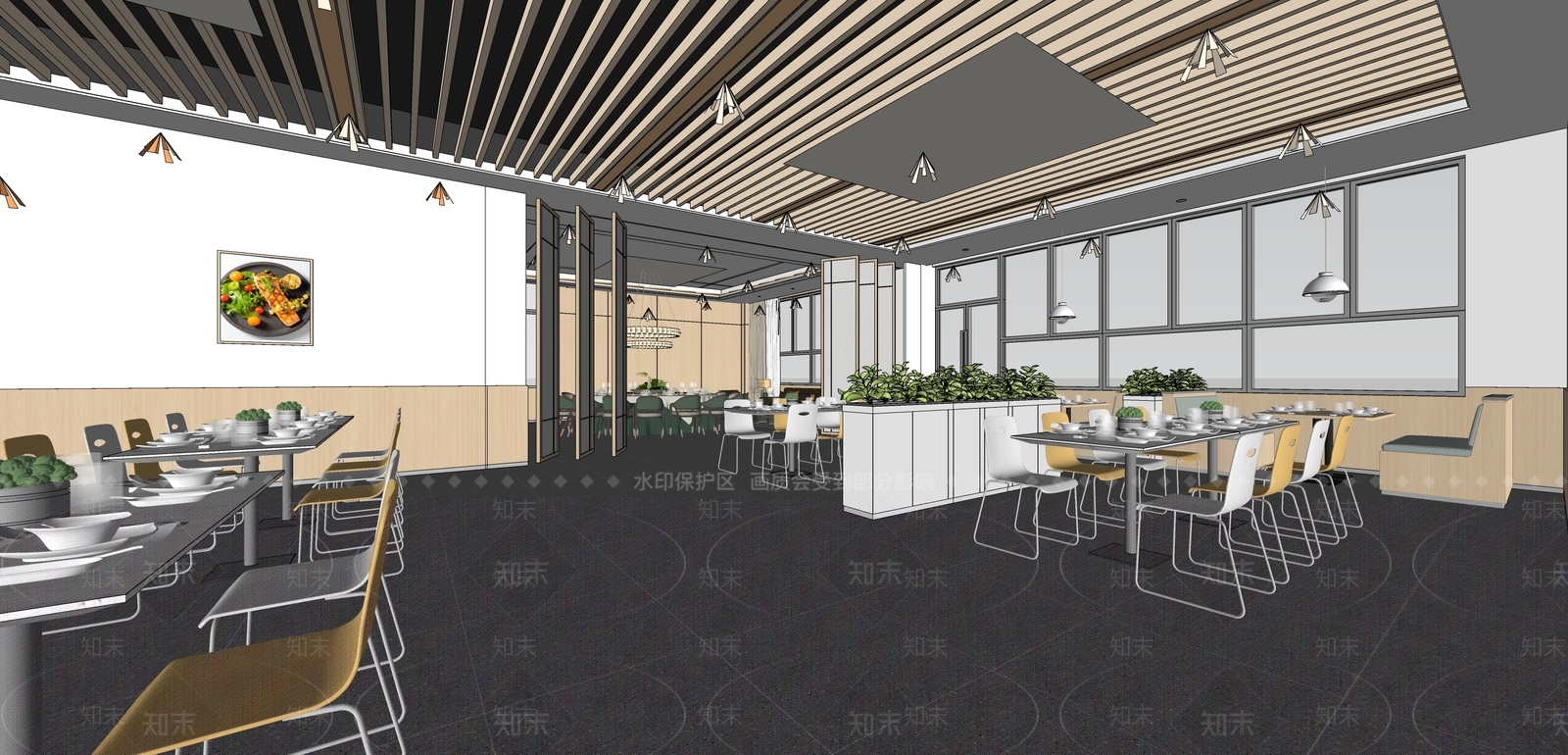 现代食堂SU模型下载【ID:1193477381】