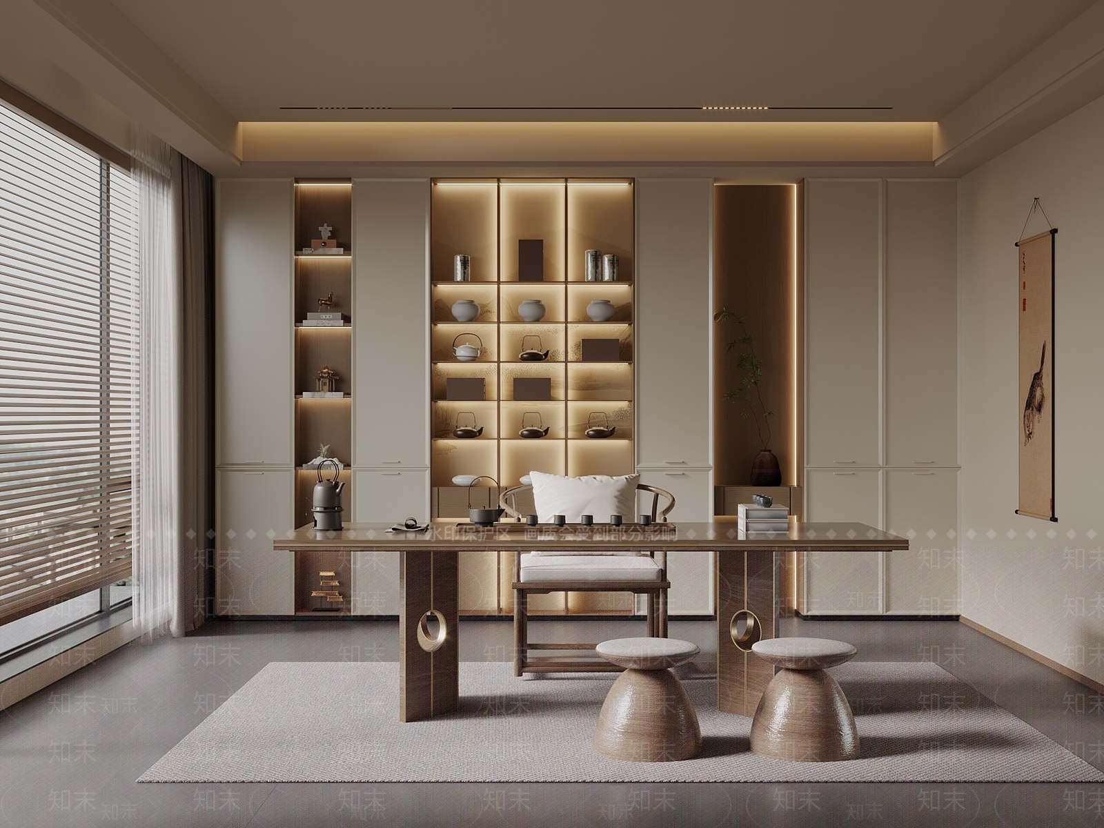 新中式书房3D模型下载【ID:1193477382】