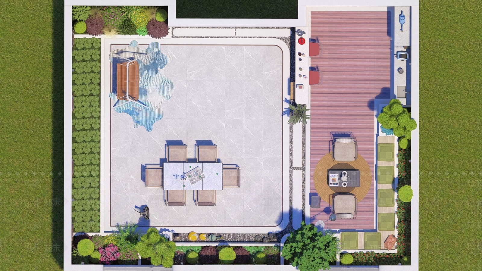 现代中式别墅庭院SU模型下载【ID:1193478196】