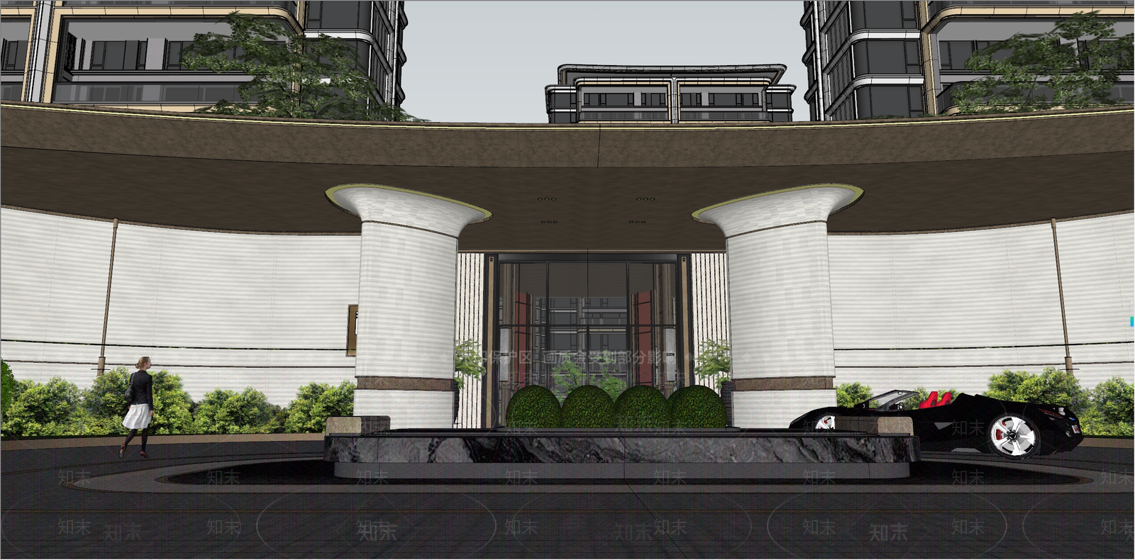 轻奢小区景观SU模型下载【ID:1193862576】