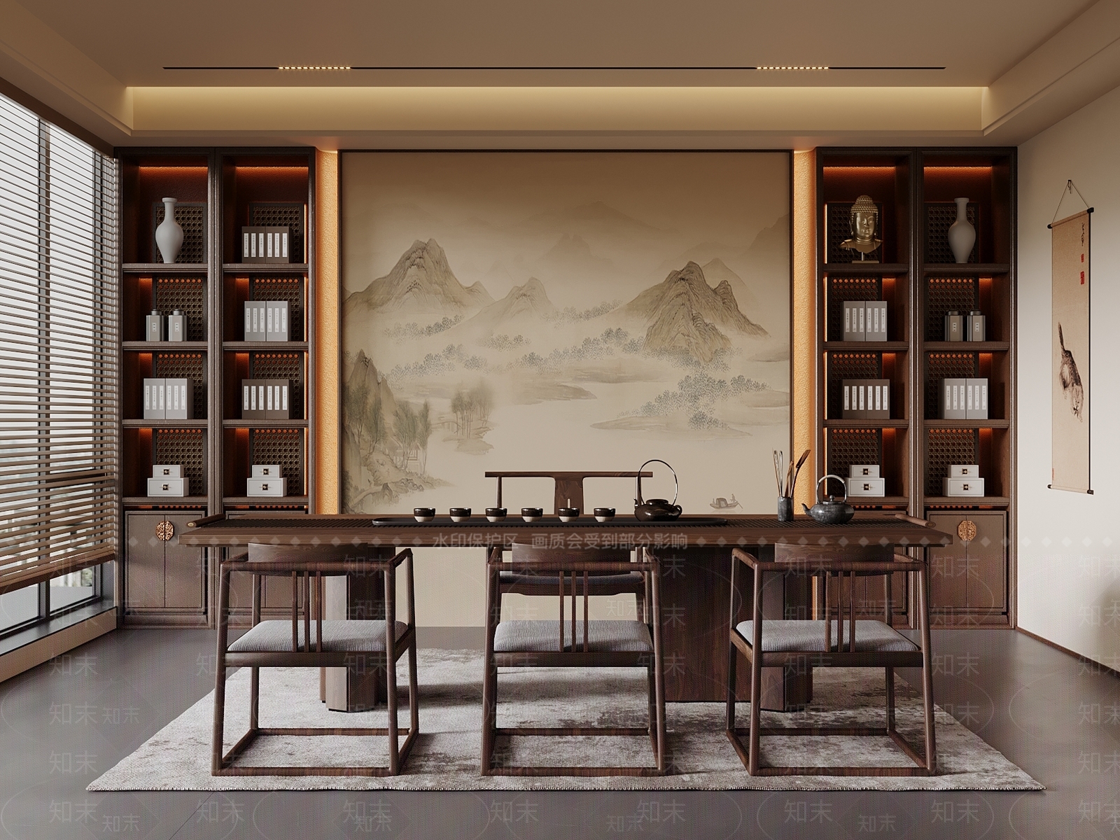 新中式书房3D模型下载【ID:1193478577】