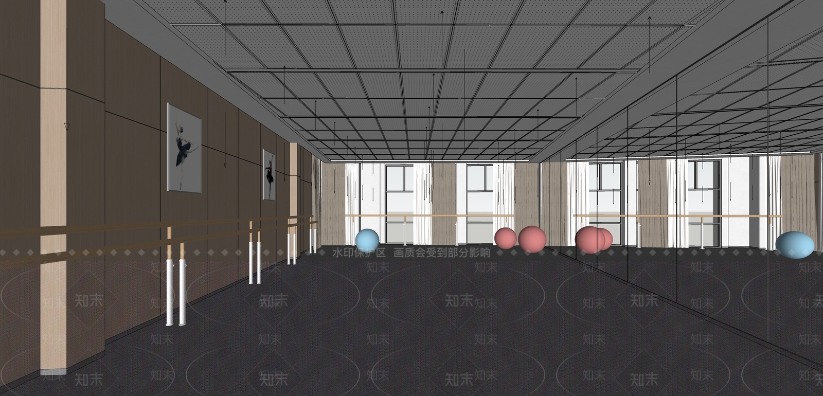 现代瑜伽室SU模型下载【ID:1193480015】
