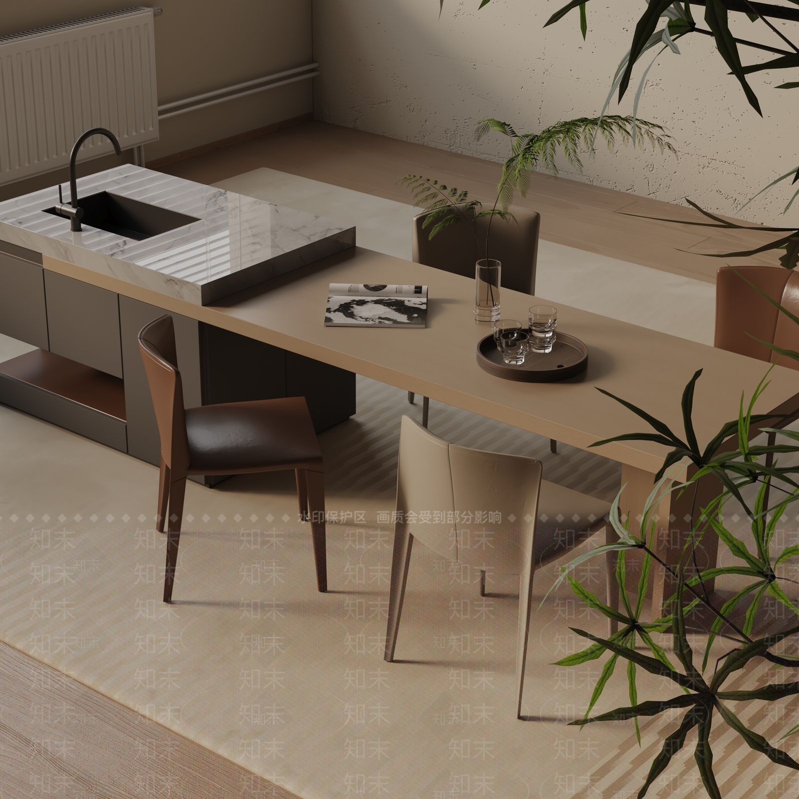 现代餐桌3D模型下载【ID:1193483986】
