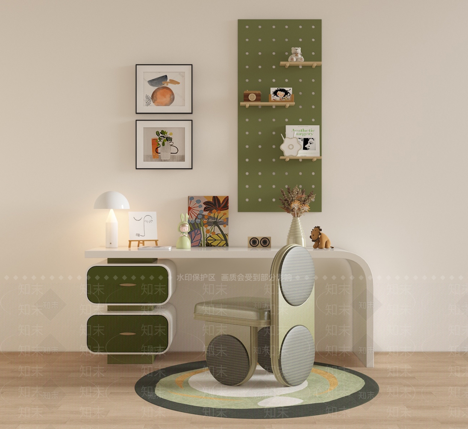 现代儿童桌椅3D模型下载【ID:1193485614】