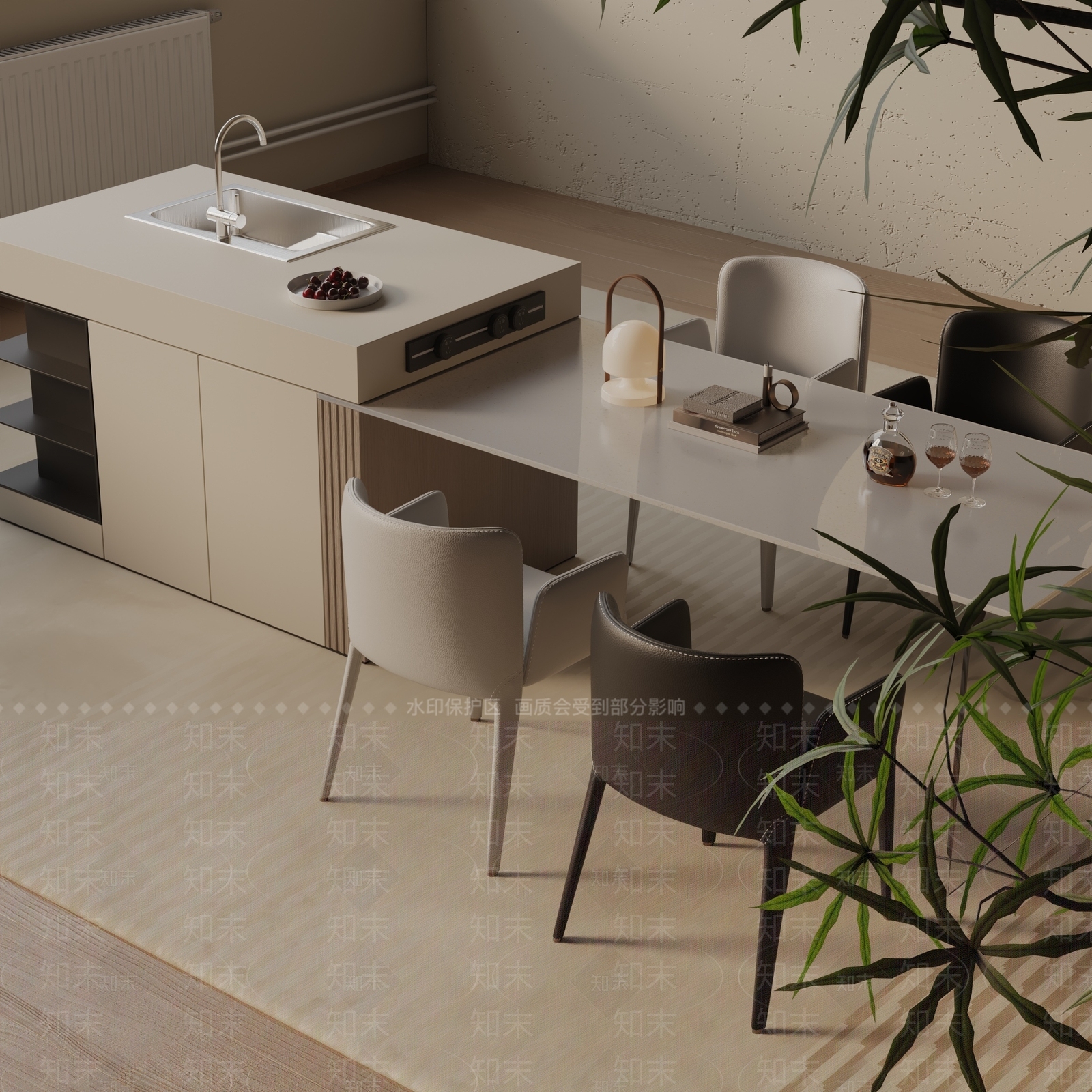 现代餐桌3D模型下载【ID:1193486145】