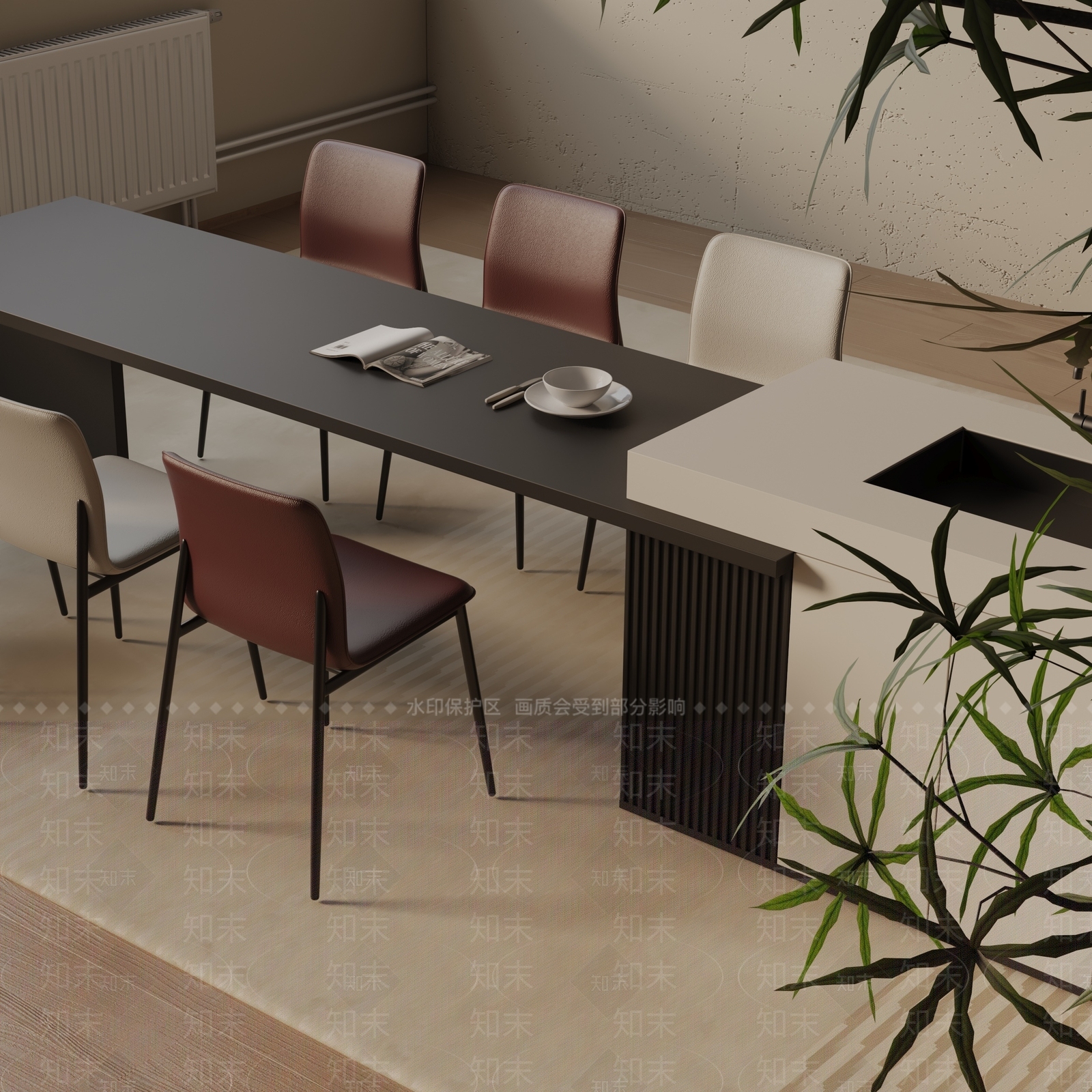 现代餐桌3D模型下载【ID:1193487893】
