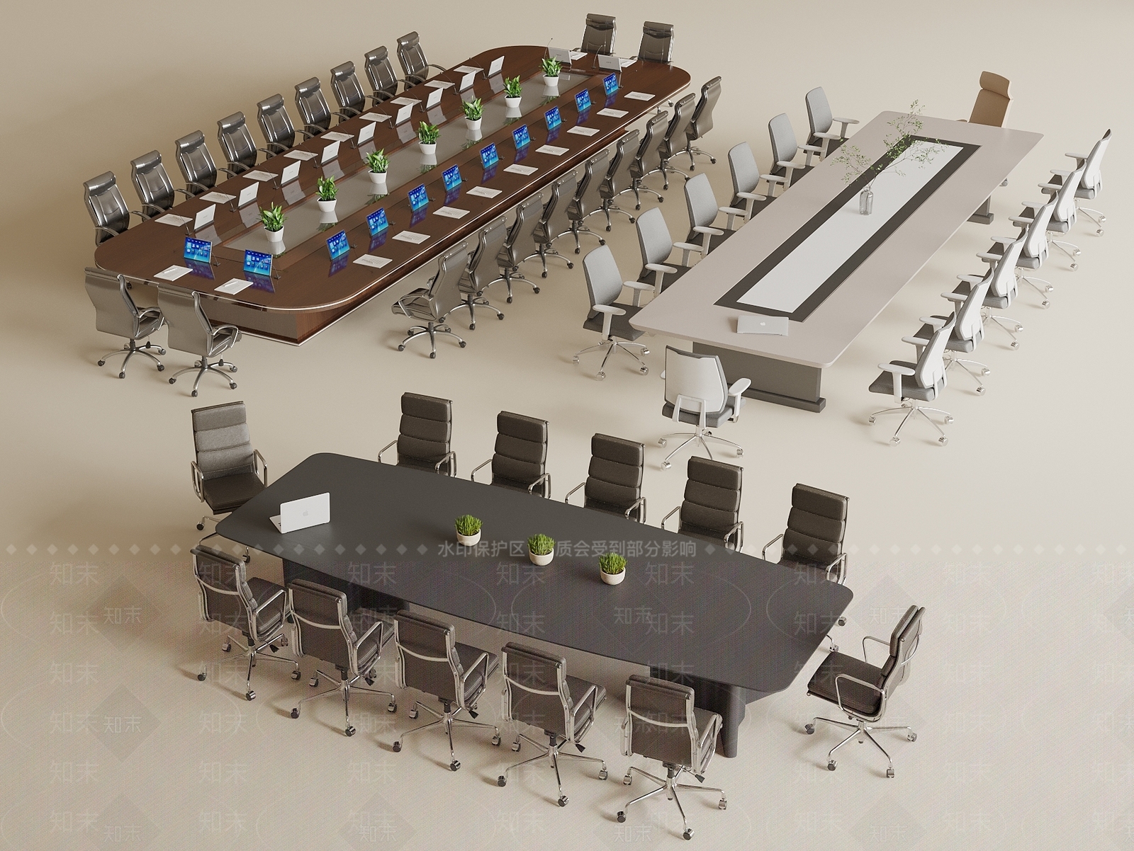 现代会议桌SU模型下载【ID:1193491438】