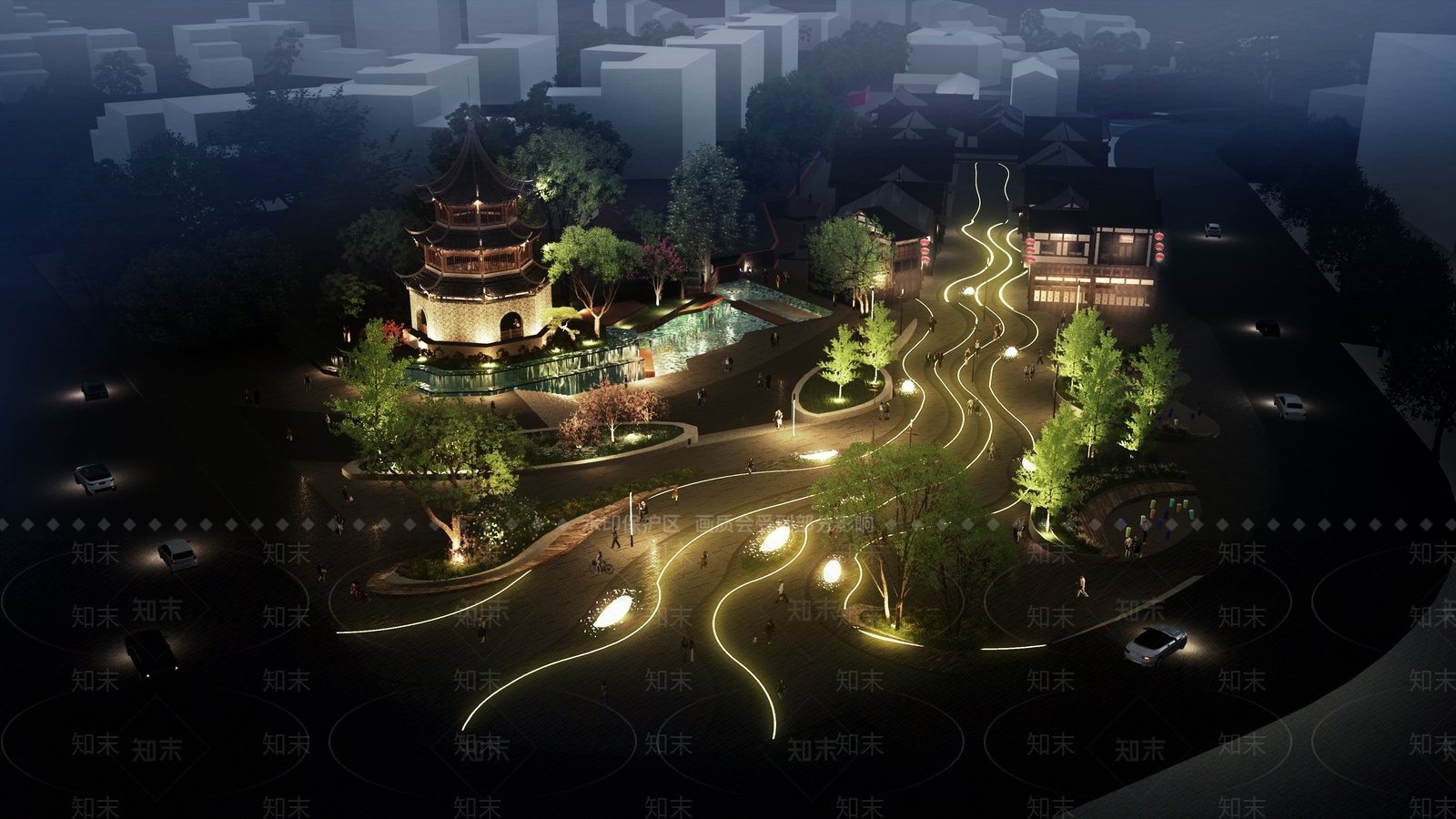 中式商业景观SU模型下载【ID:1193492358】