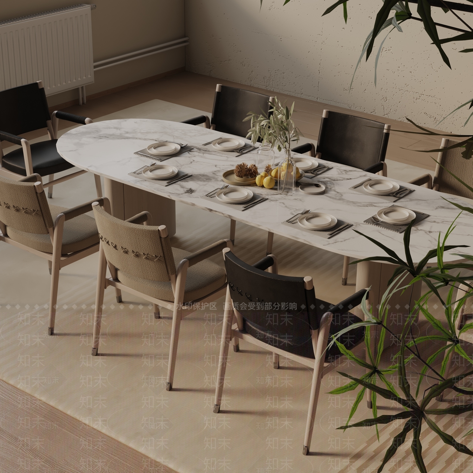现代餐桌3D模型下载【ID:1193492882】